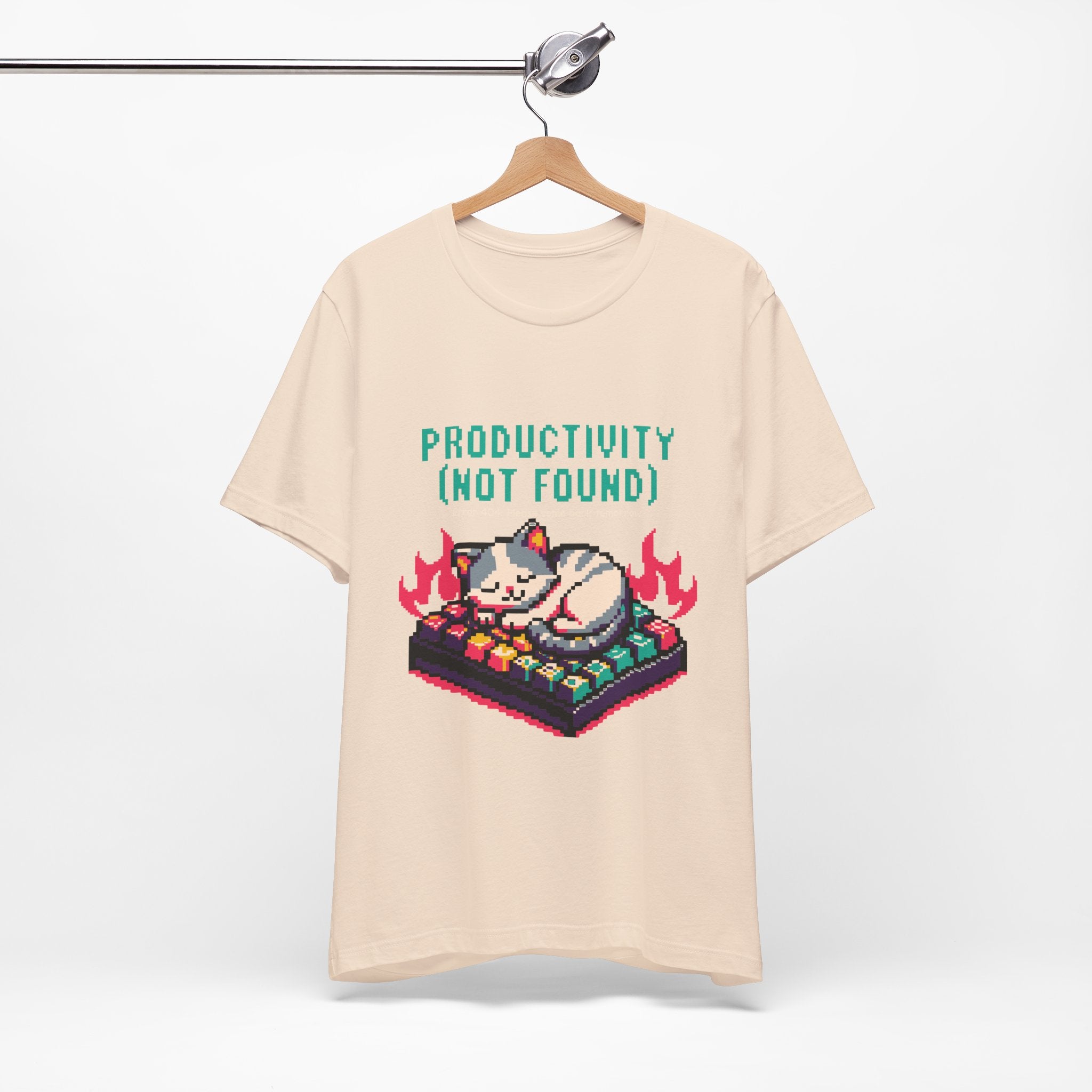 Productivity (Not Found) Cat Tee - Funny Retro Pixel Art T-Shirt