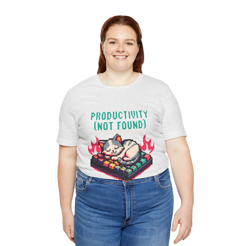 Productivity (Not Found) Cat Tee - Funny Retro Pixel Art T-Shirt