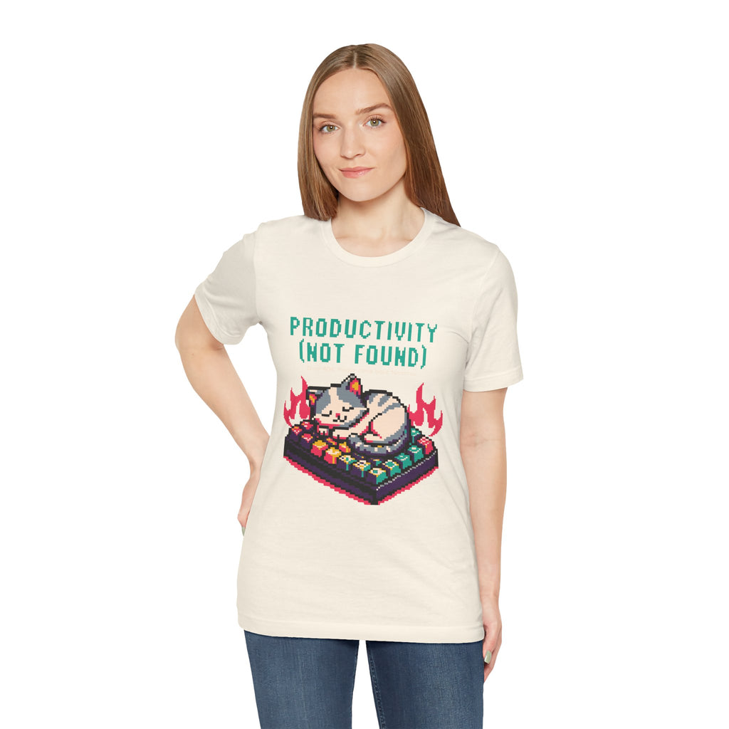 Productivity (Not Found) Cat Tee - Funny Retro Pixel Art T-Shirt
