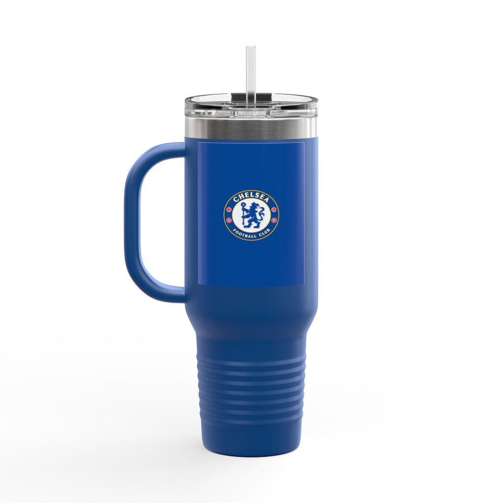 Chelsea FC 40oz Insulated Travel Mug — Stainless Steel Tumbler with Handle & Straw
