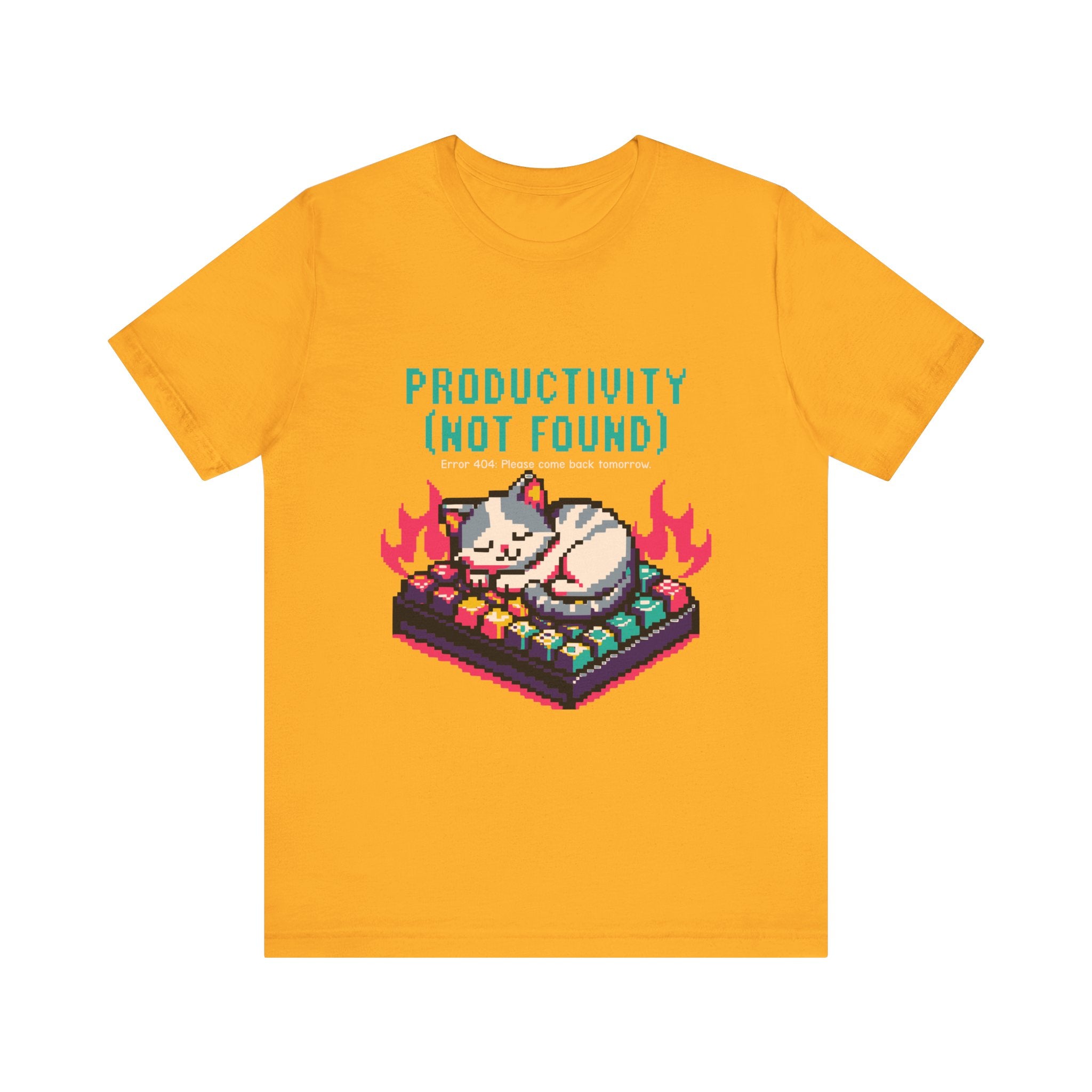 Productivity (Not Found) Cat Tee - Funny Retro Pixel Art T-Shirt
