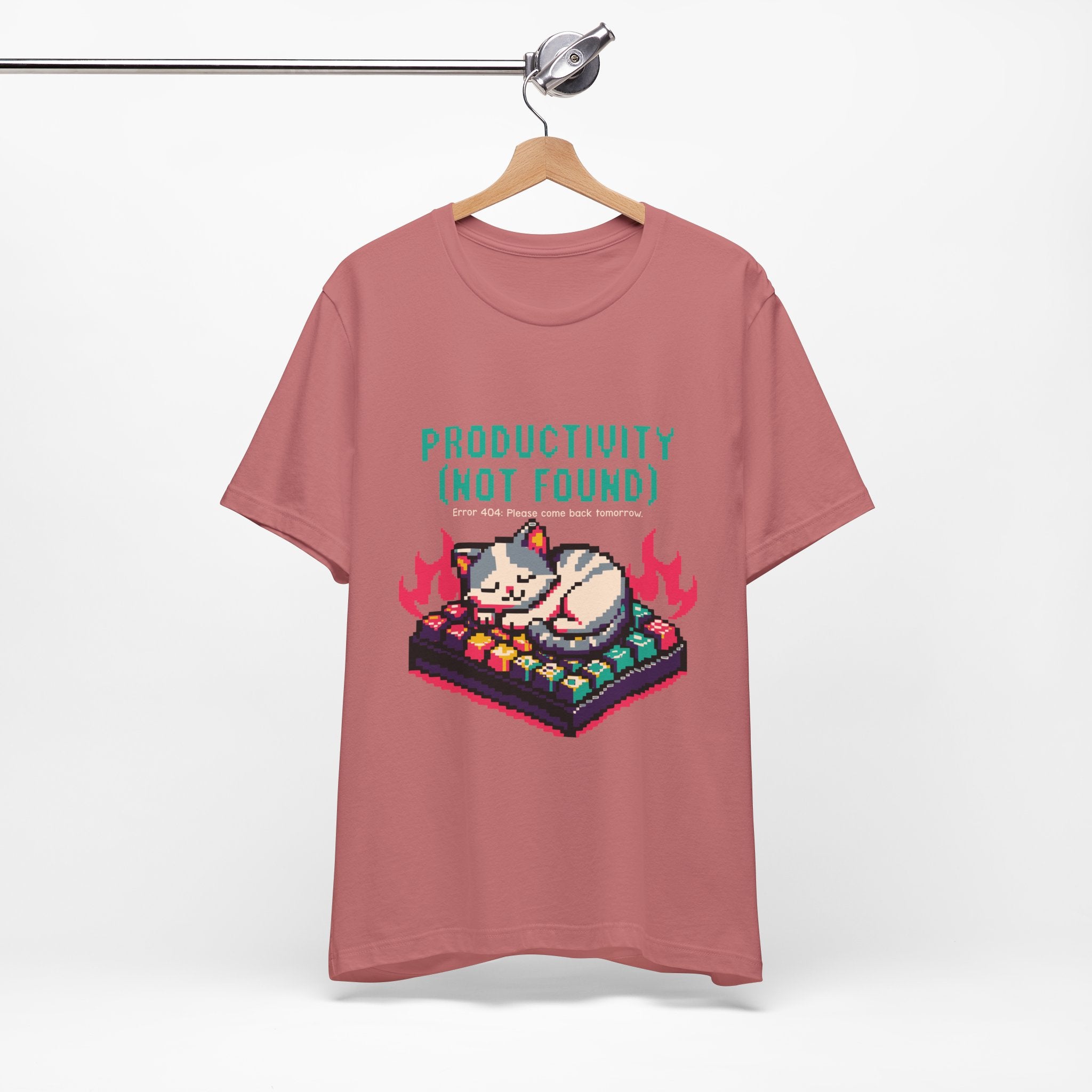 Productivity (Not Found) Cat Tee - Funny Retro Pixel Art T-Shirt