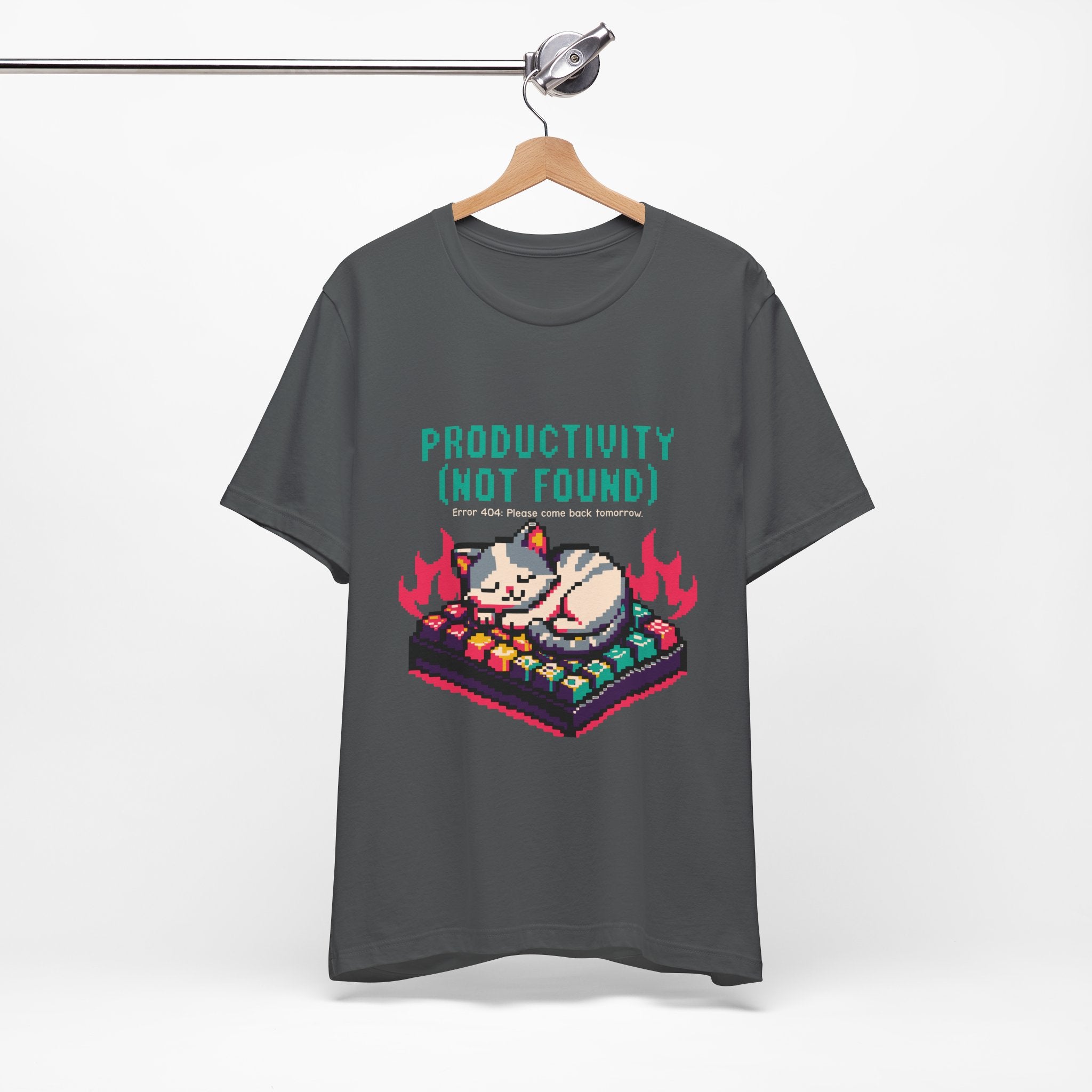 Productivity (Not Found) Cat Tee - Funny Retro Pixel Art T-Shirt