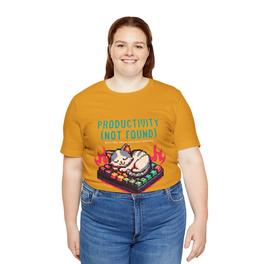 Productivity (Not Found) Cat Tee - Funny Retro Pixel Art T-Shirt