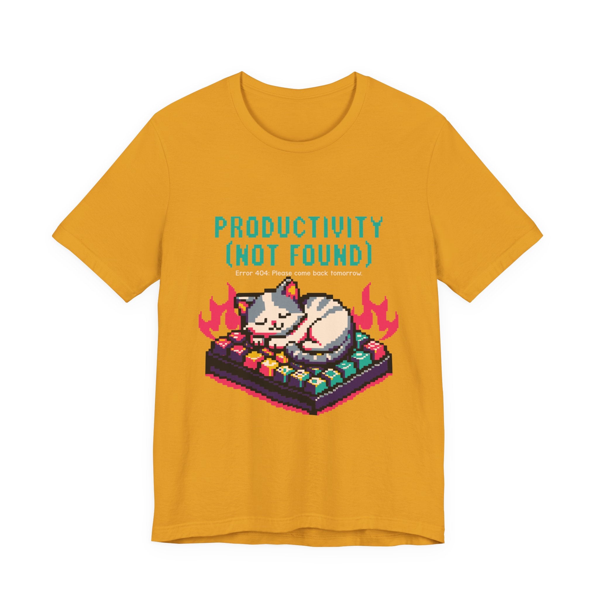Productivity (Not Found) Cat Tee - Funny Retro Pixel Art T-Shirt