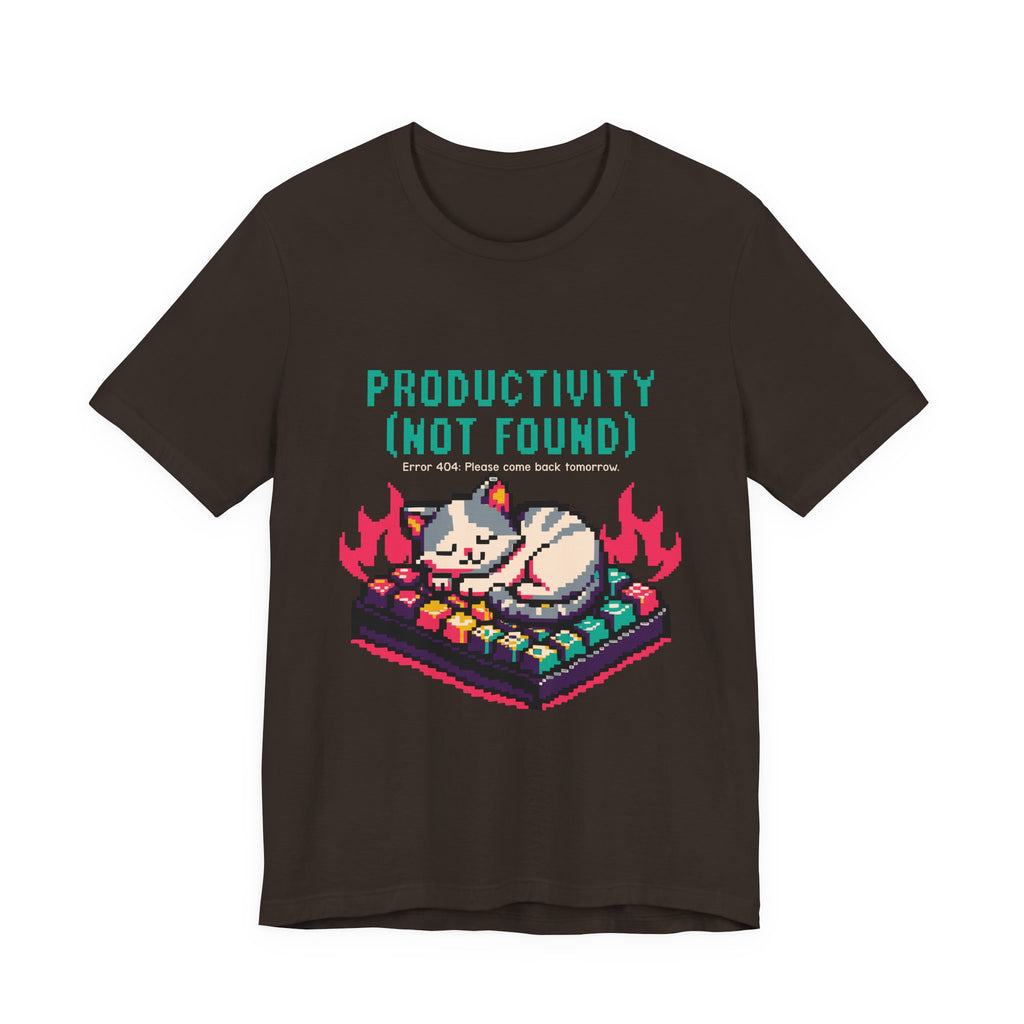 Productivity (Not Found) Cat Tee - Funny Retro Pixel Art T-Shirt