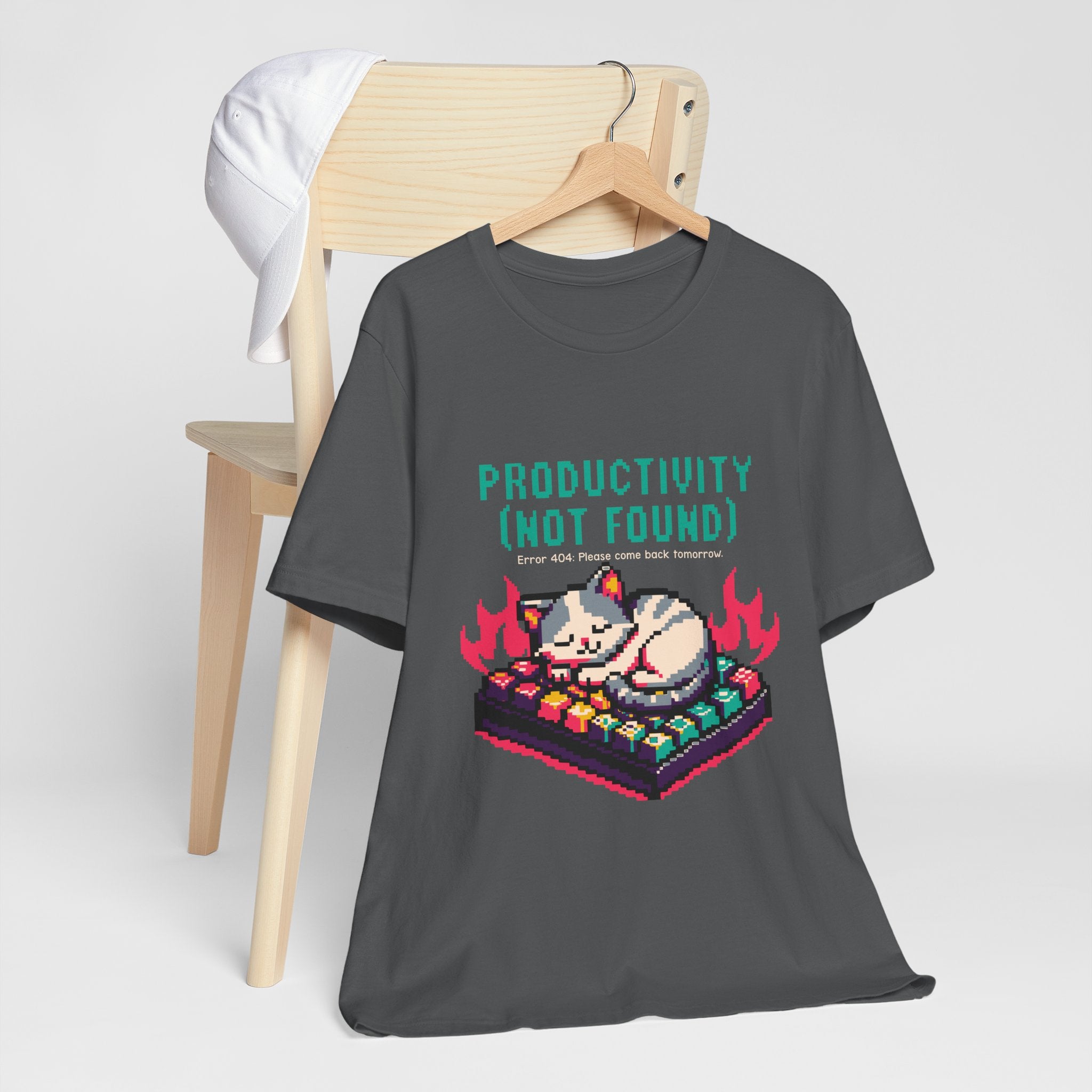 Productivity (Not Found) Cat Tee - Funny Retro Pixel Art T-Shirt