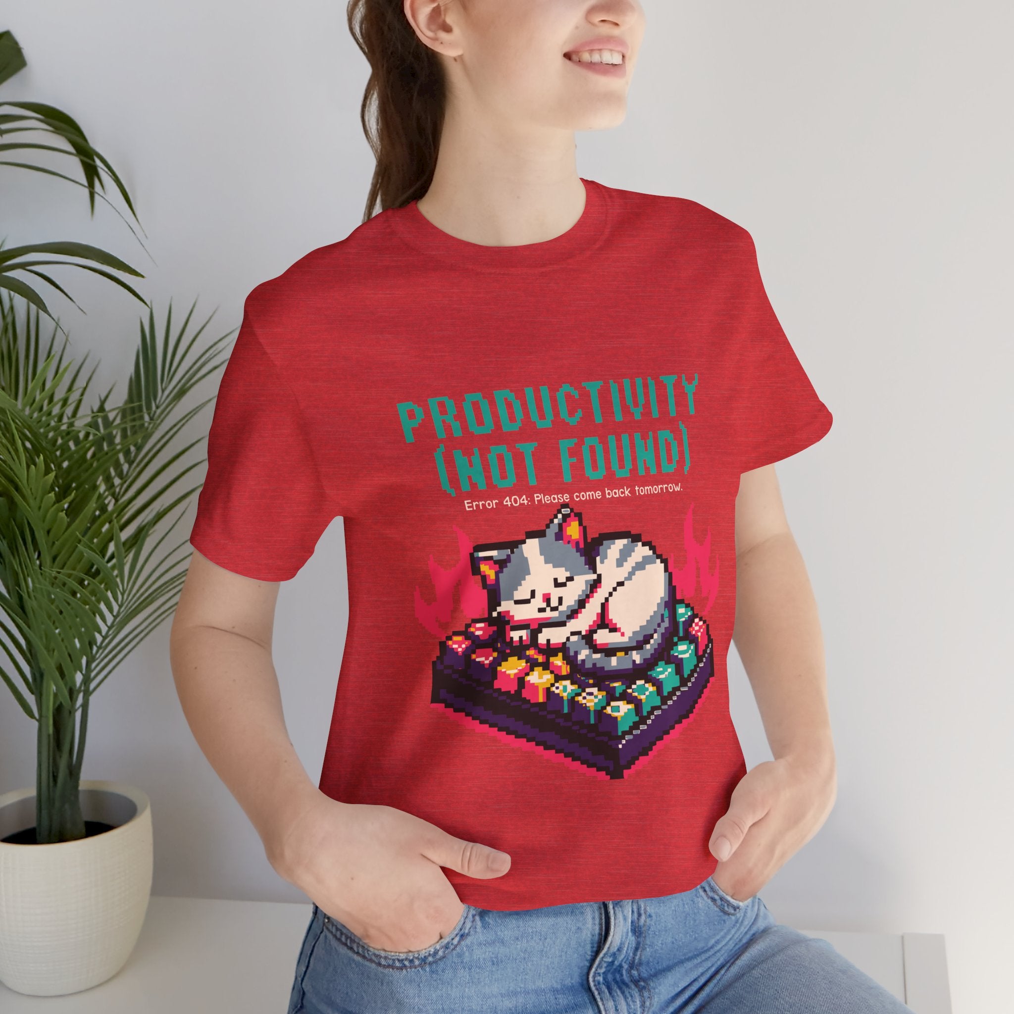 Productivity (Not Found) Cat Tee - Funny Retro Pixel Art T-Shirt
