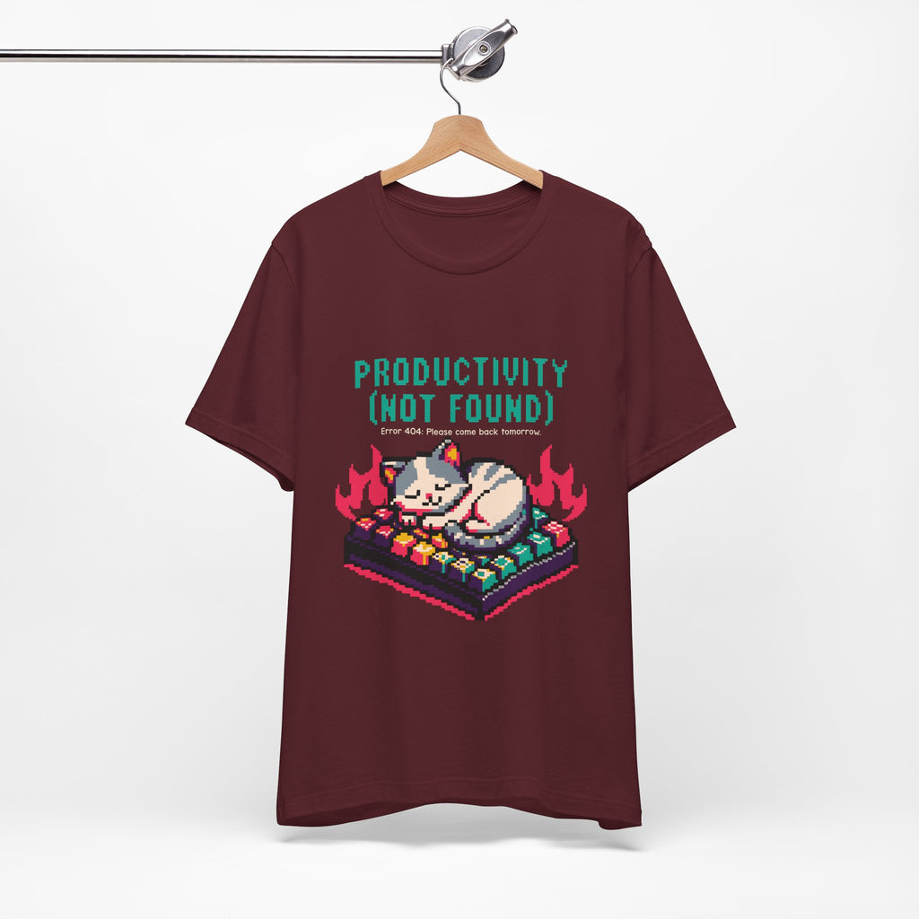 Productivity (Not Found) Cat Tee - Funny Retro Pixel Art T-Shirt