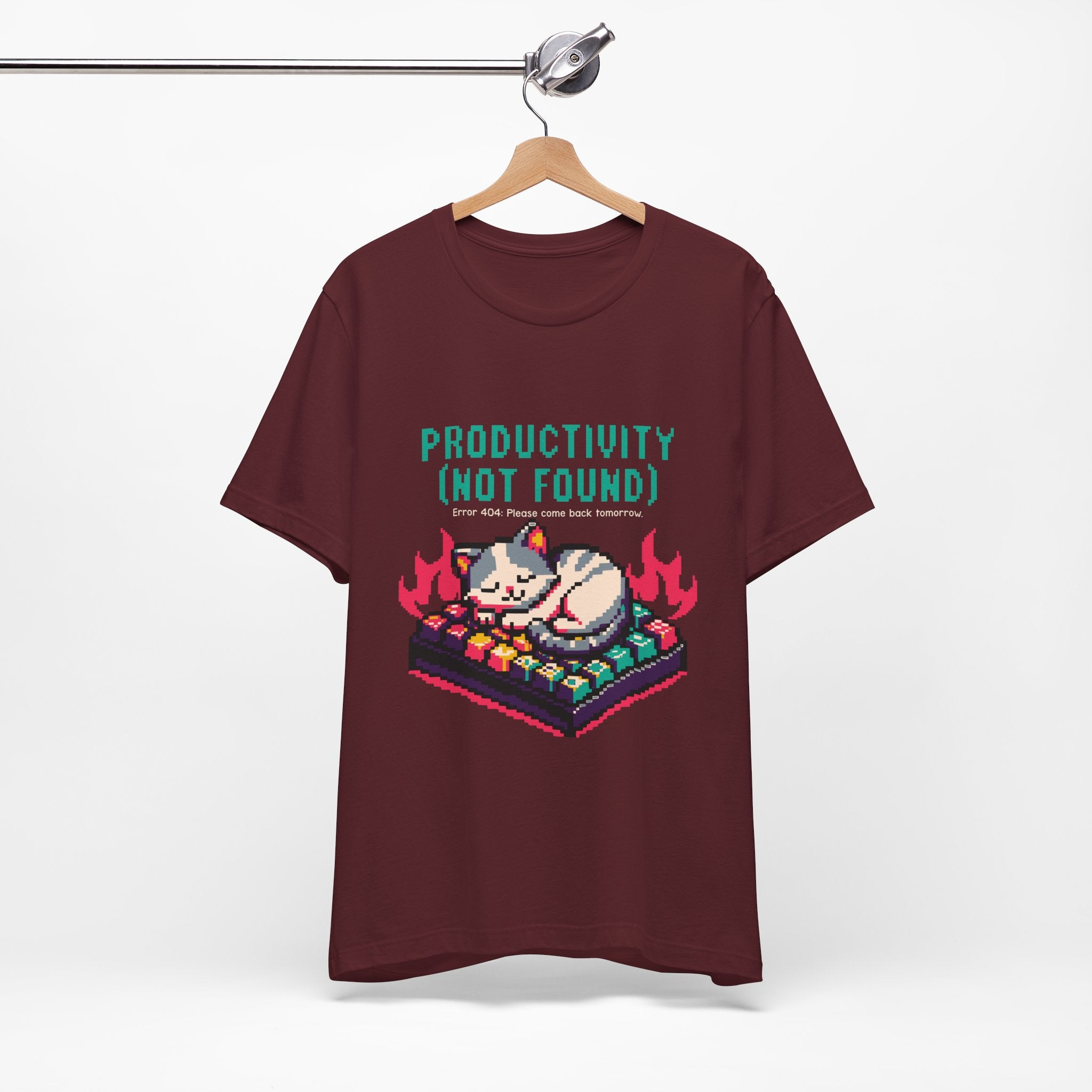 Productivity (Not Found) Cat Tee - Funny Retro Pixel Art T-Shirt