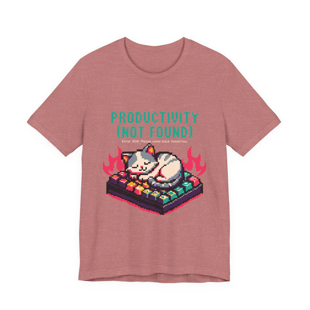 Productivity (Not Found) Cat Tee - Funny Retro Pixel Art T-Shirt