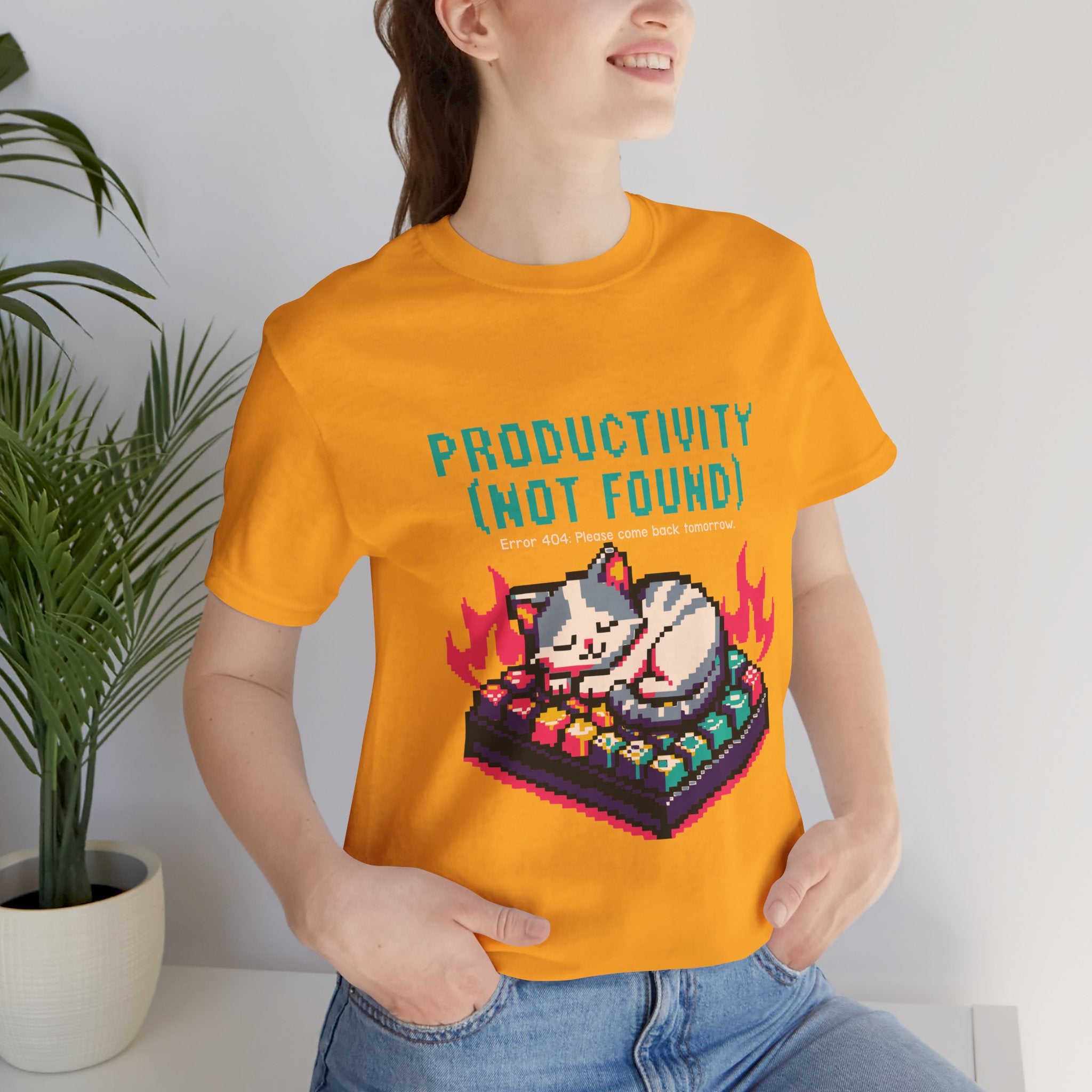 Productivity (Not Found) Cat Tee - Funny Retro Pixel Art T-Shirt