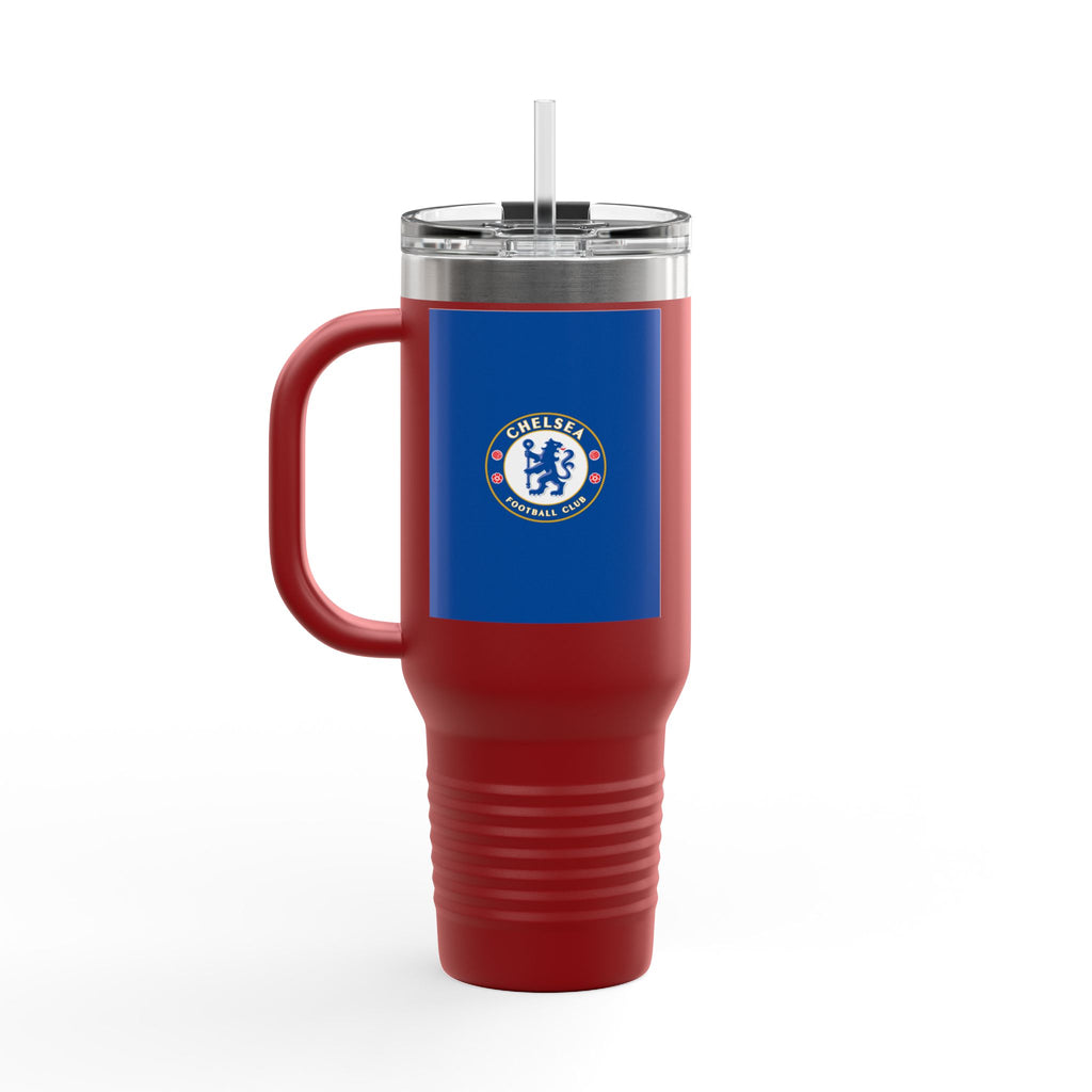 Chelsea FC 40oz Insulated Travel Mug — Stainless Steel Tumbler with Handle & Straw