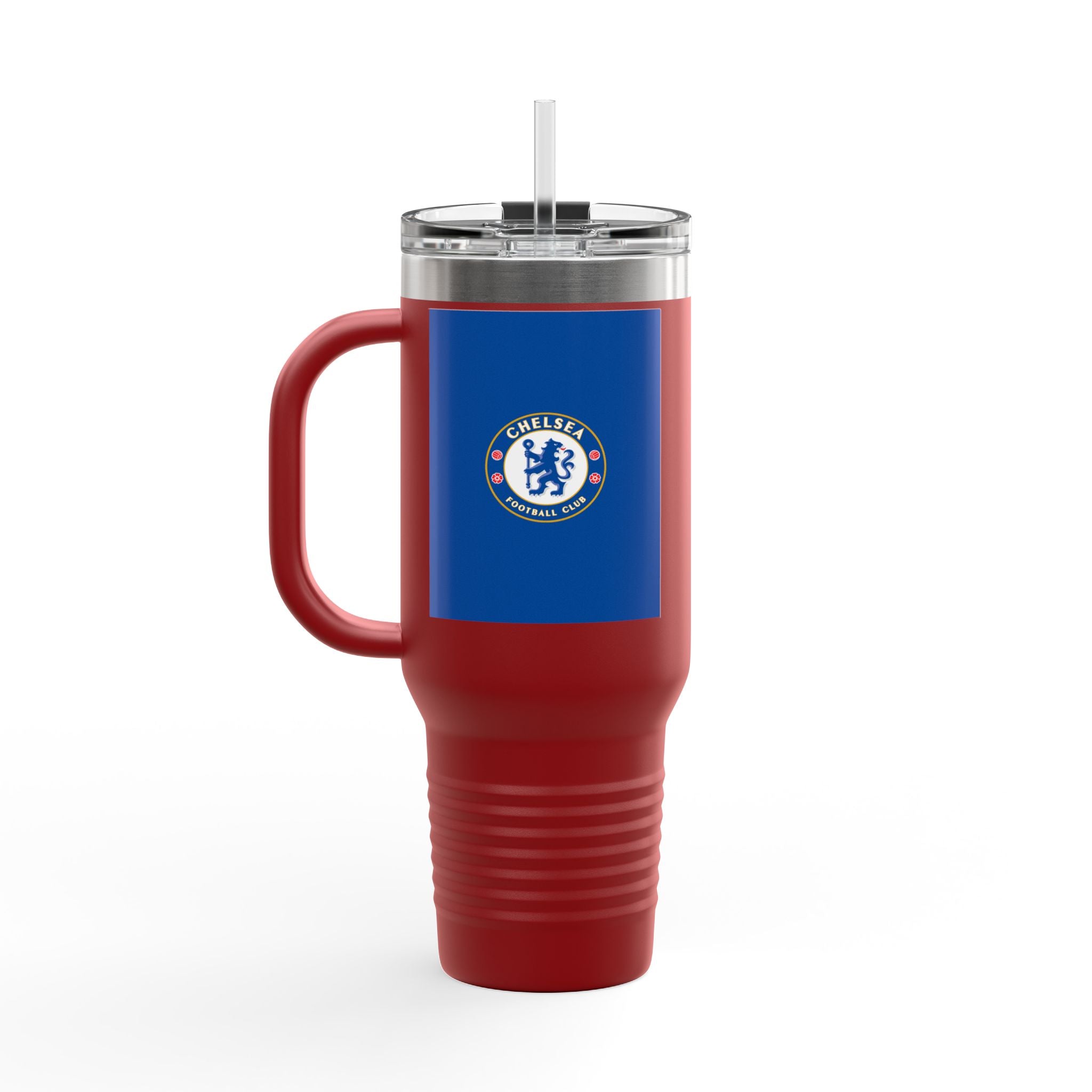 Chelsea FC 40oz Insulated Travel Mug — Stainless Steel Tumbler with Handle & Straw