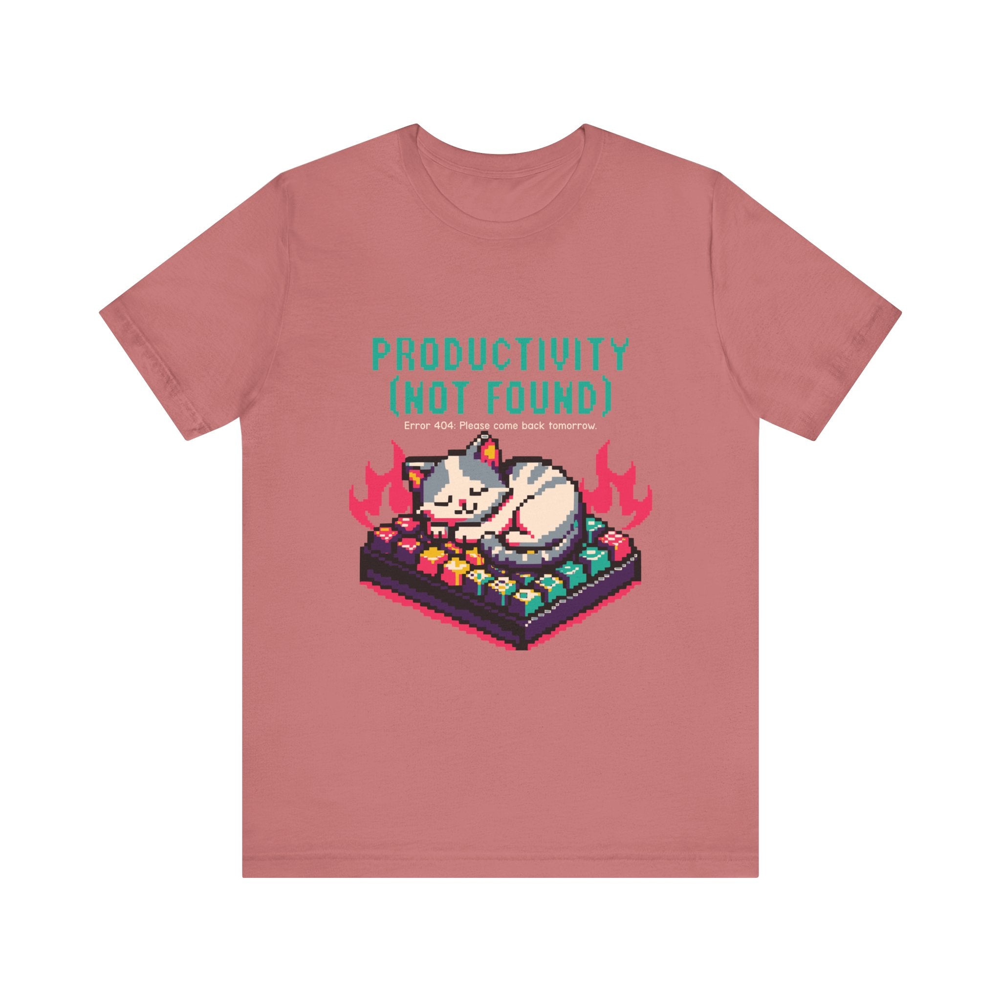 Productivity (Not Found) Cat Tee - Funny Retro Pixel Art T-Shirt
