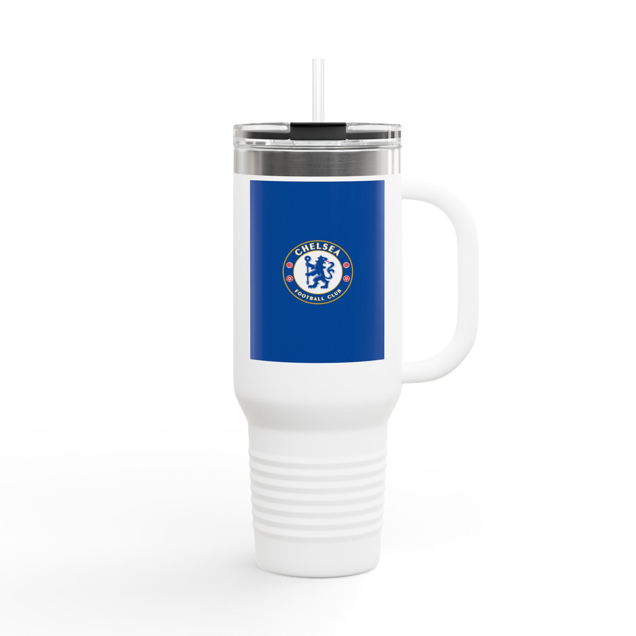 Chelsea FC 40oz Insulated Travel Mug — Stainless Steel Tumbler with Handle & Straw