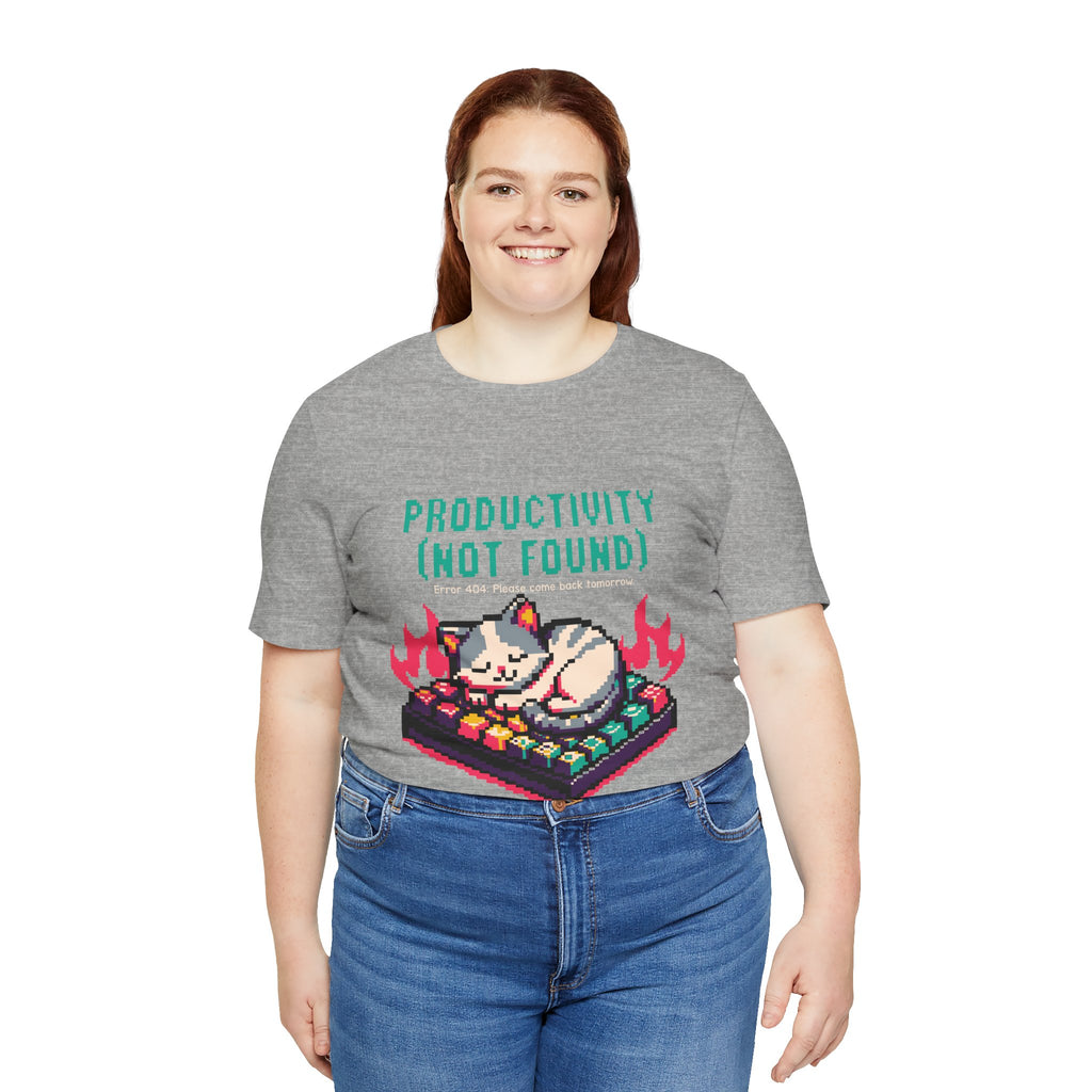 Productivity (Not Found) Cat Tee - Funny Retro Pixel Art T-Shirt