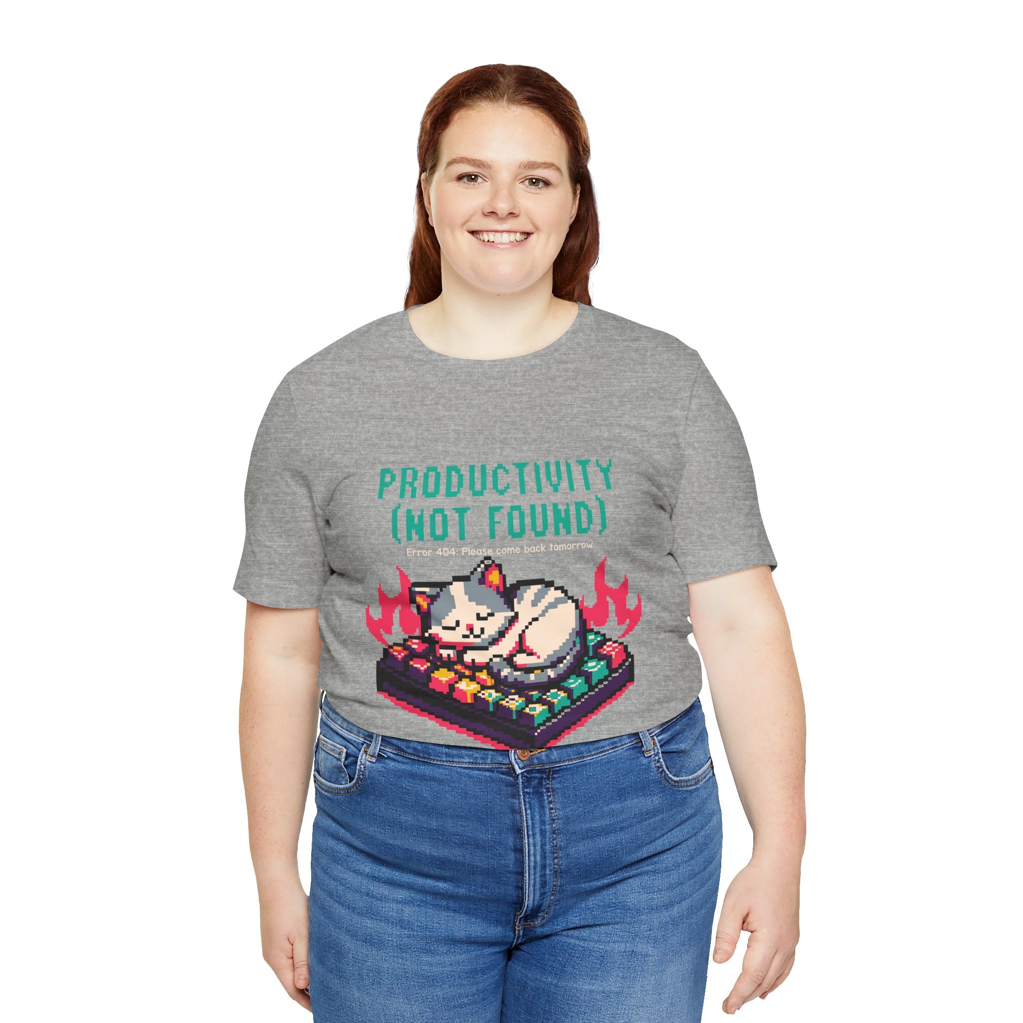 Productivity (Not Found) Cat Tee - Funny Retro Pixel Art T-Shirt