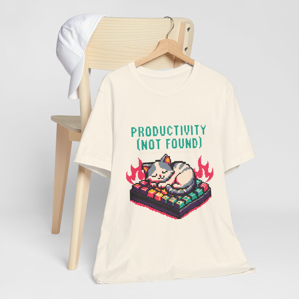 Productivity (Not Found) Cat Tee - Funny Retro Pixel Art T-Shirt