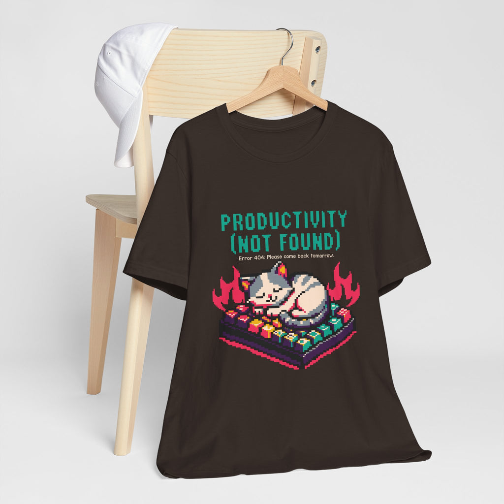 Productivity (Not Found) Cat Tee - Funny Retro Pixel Art T-Shirt