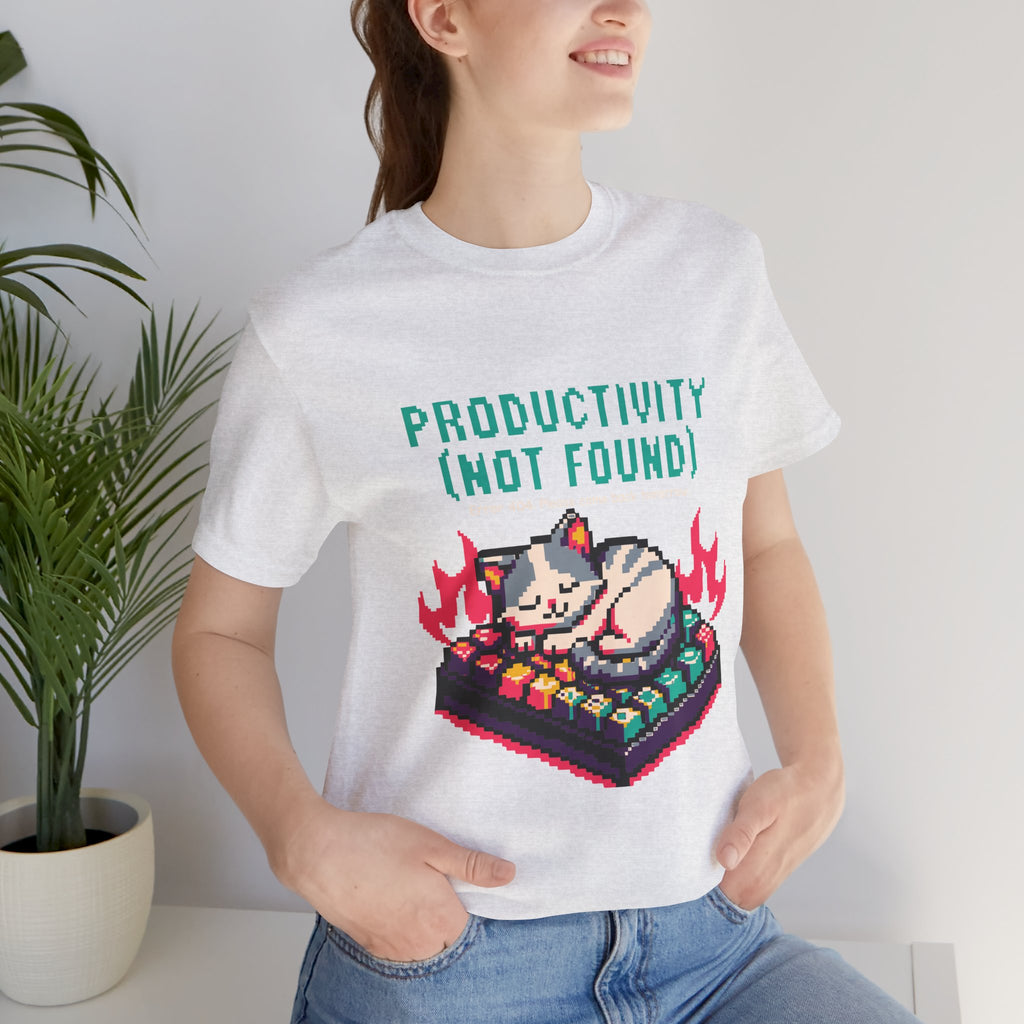 Productivity (Not Found) Cat Tee - Funny Retro Pixel Art T-Shirt