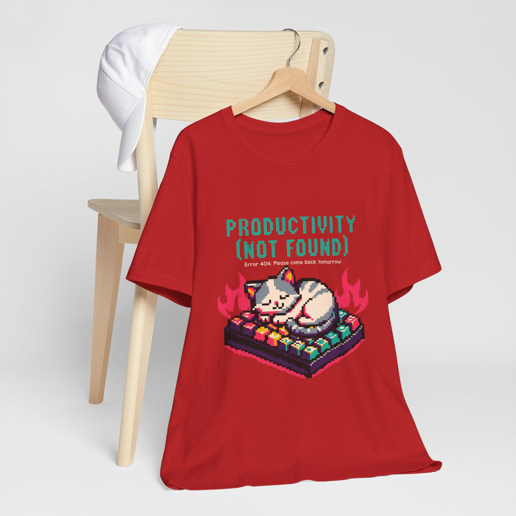 Productivity (Not Found) Cat Tee - Funny Retro Pixel Art T-Shirt