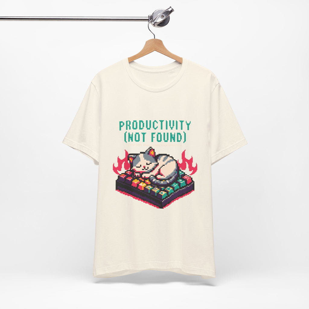 Productivity (Not Found) Cat Tee - Funny Retro Pixel Art T-Shirt