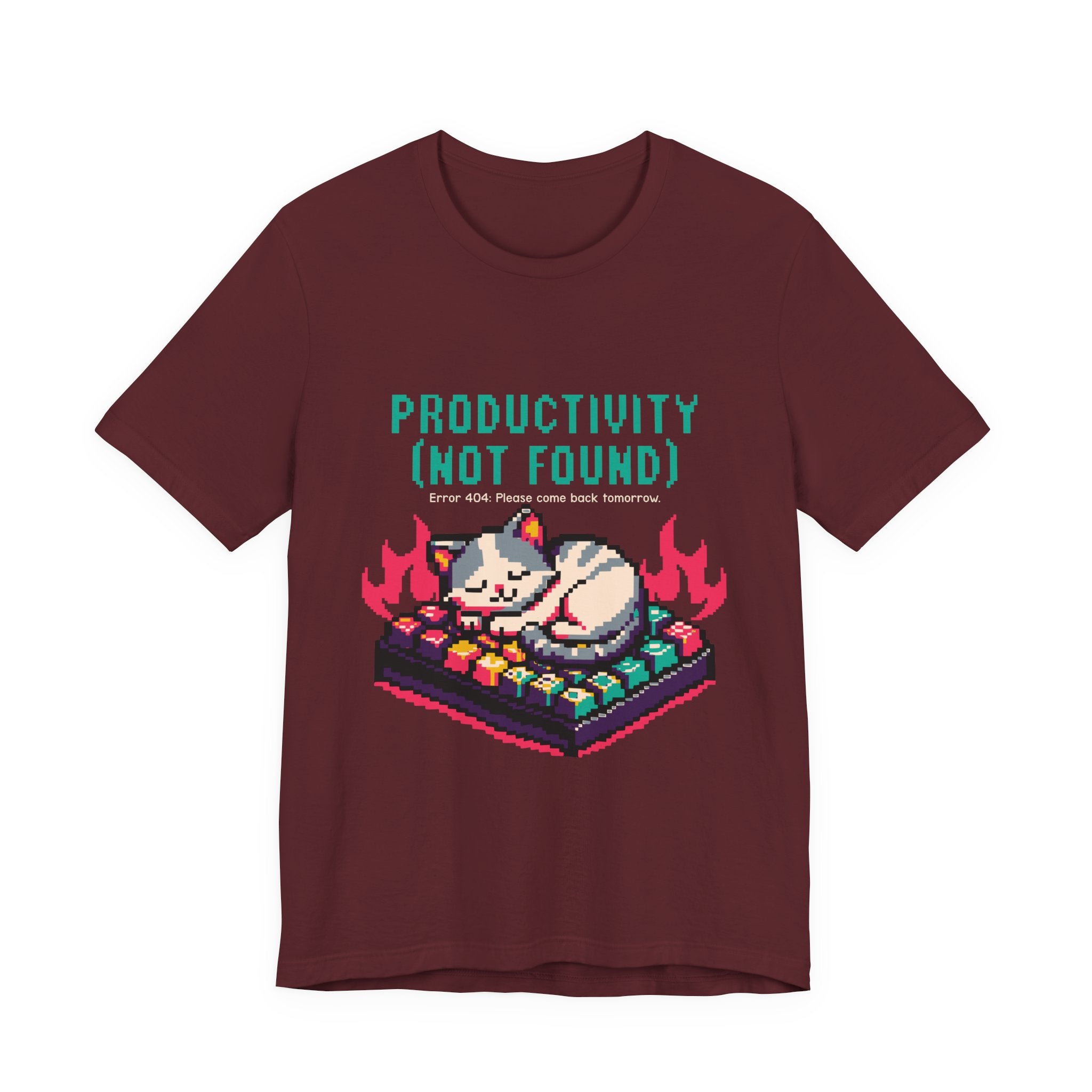 Productivity (Not Found) Cat Tee - Funny Retro Pixel Art T-Shirt