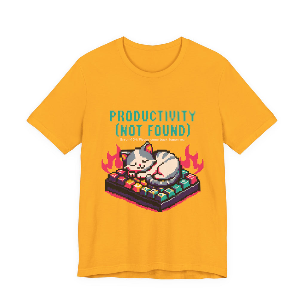 Productivity (Not Found) Cat Tee - Funny Retro Pixel Art T-Shirt