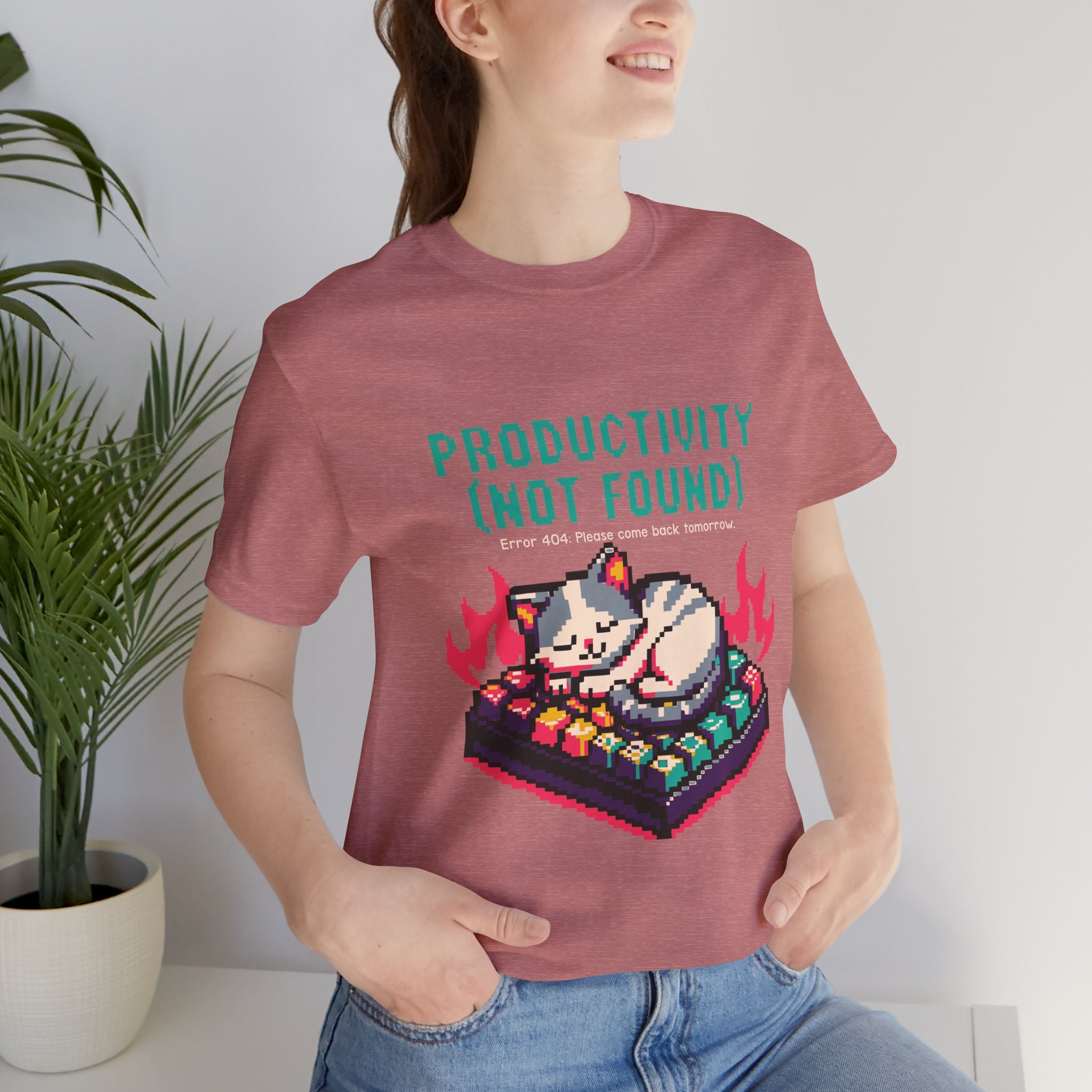 Productivity (Not Found) Cat Tee - Funny Retro Pixel Art T-Shirt