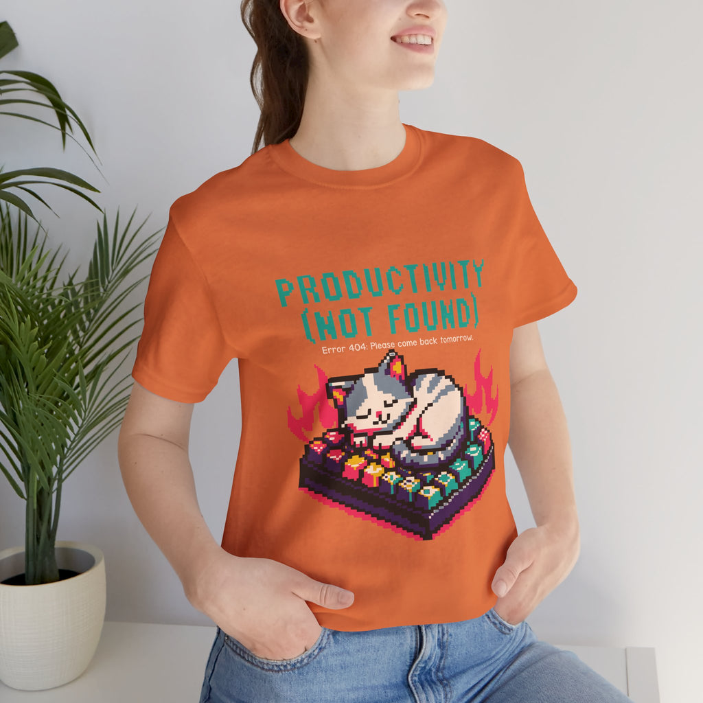 Productivity (Not Found) Cat Tee - Funny Retro Pixel Art T-Shirt