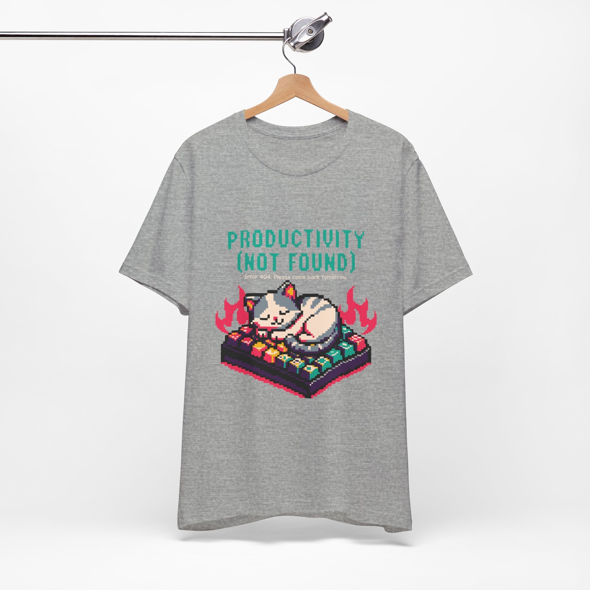 Productivity (Not Found) Cat Tee - Funny Retro Pixel Art T-Shirt