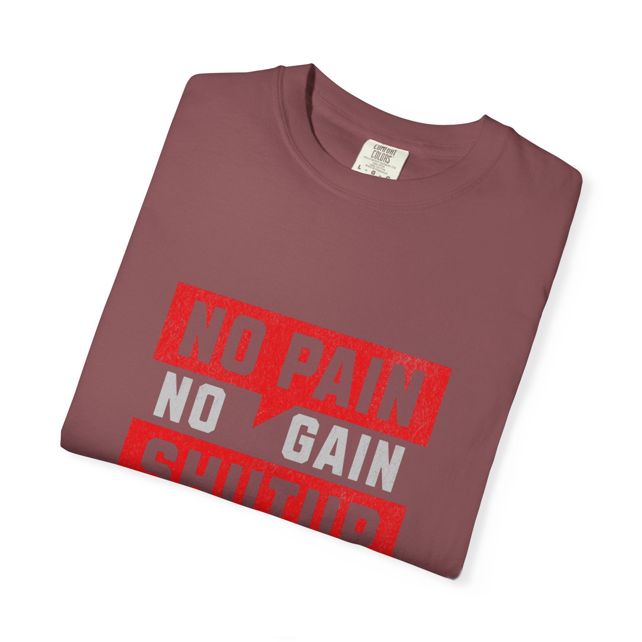 Workout T-Shirt — "No Pain No Gain Shut Up and Train" Motivational Gym Tee
