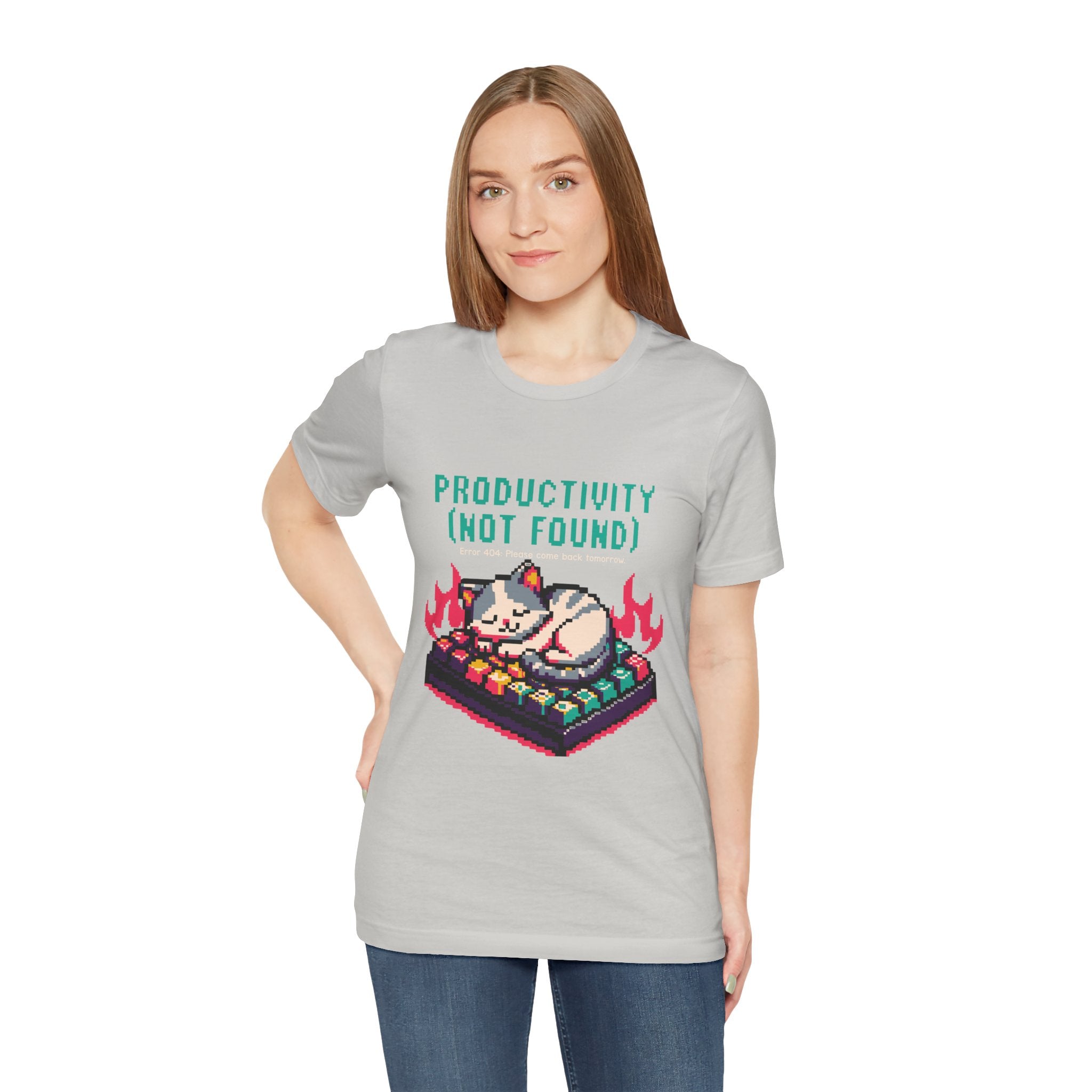 Productivity (Not Found) Cat Tee - Funny Retro Pixel Art T-Shirt