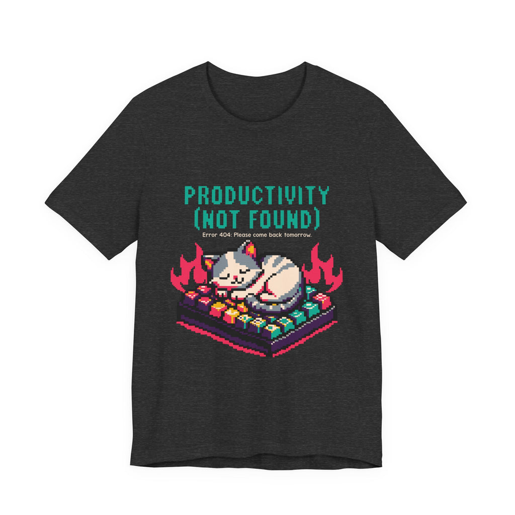 Productivity (Not Found) Cat Tee - Funny Retro Pixel Art T-Shirt