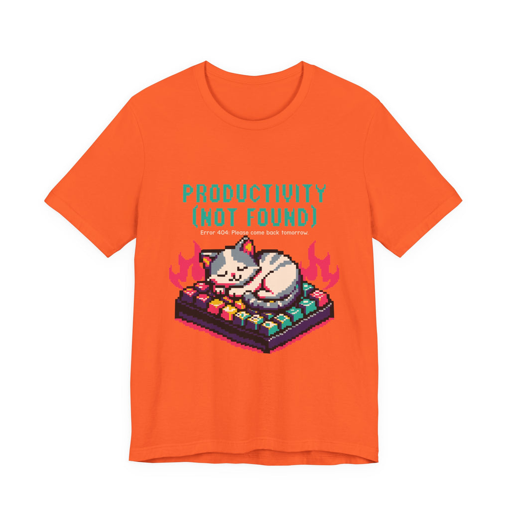 Productivity (Not Found) Cat Tee - Funny Retro Pixel Art T-Shirt