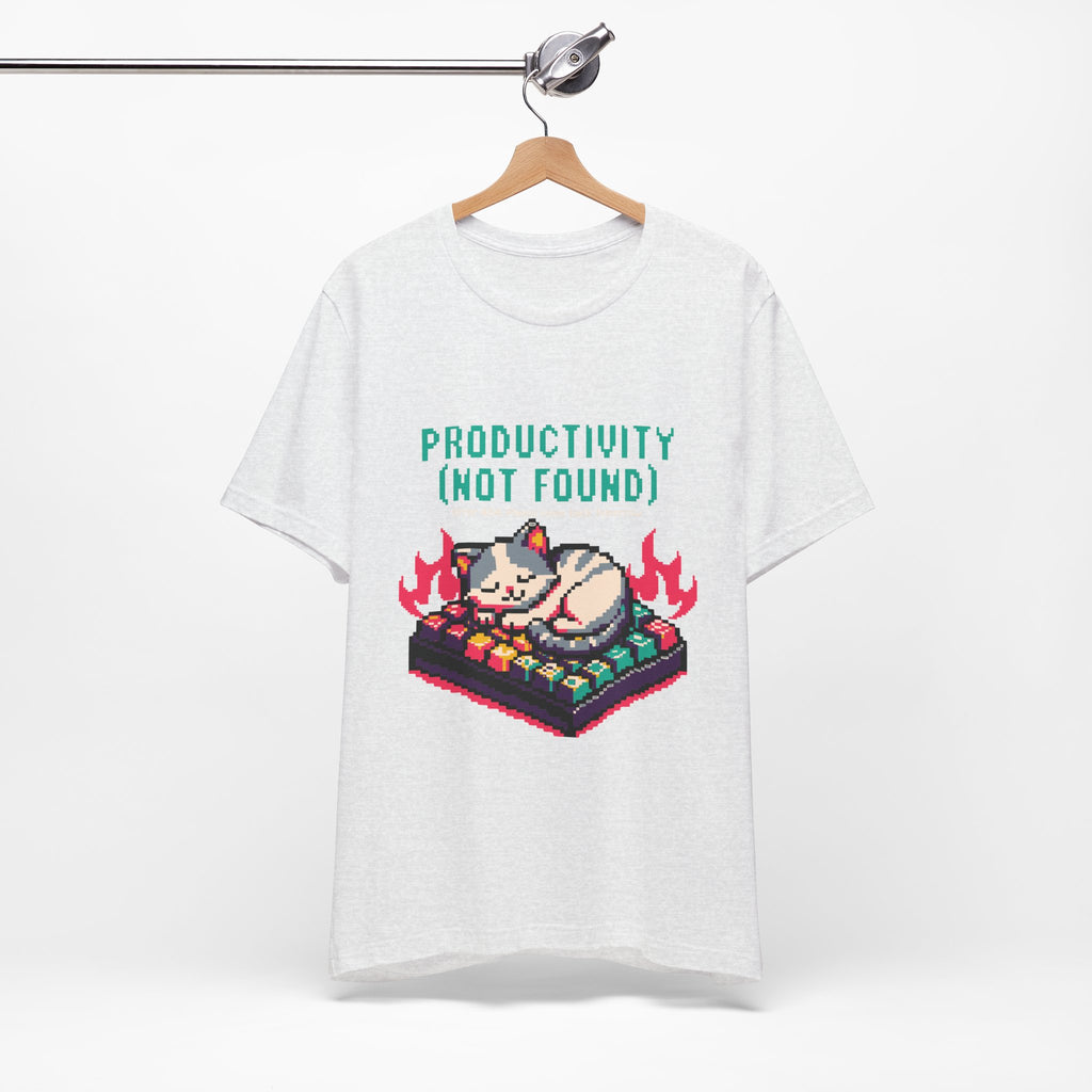 Productivity (Not Found) Cat Tee - Funny Retro Pixel Art T-Shirt