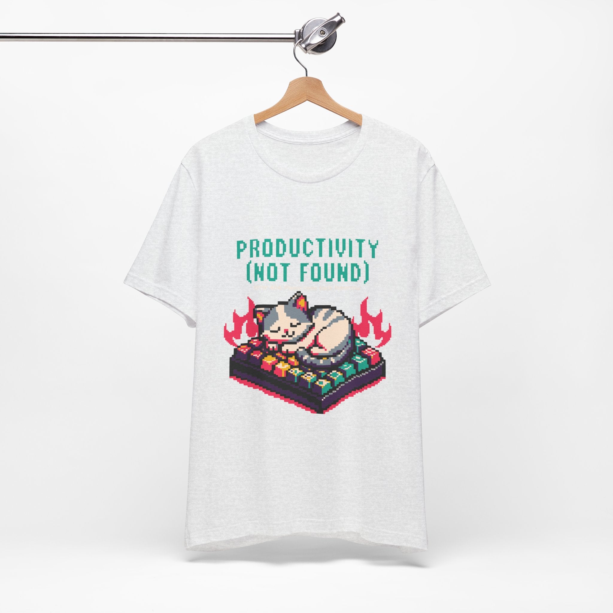 Productivity (Not Found) Cat Tee - Funny Retro Pixel Art T-Shirt