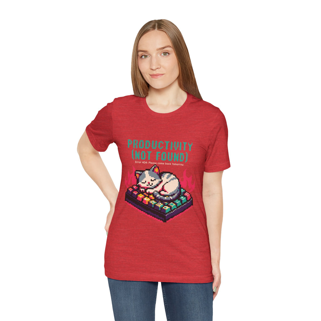 Productivity (Not Found) Cat Tee - Funny Retro Pixel Art T-Shirt