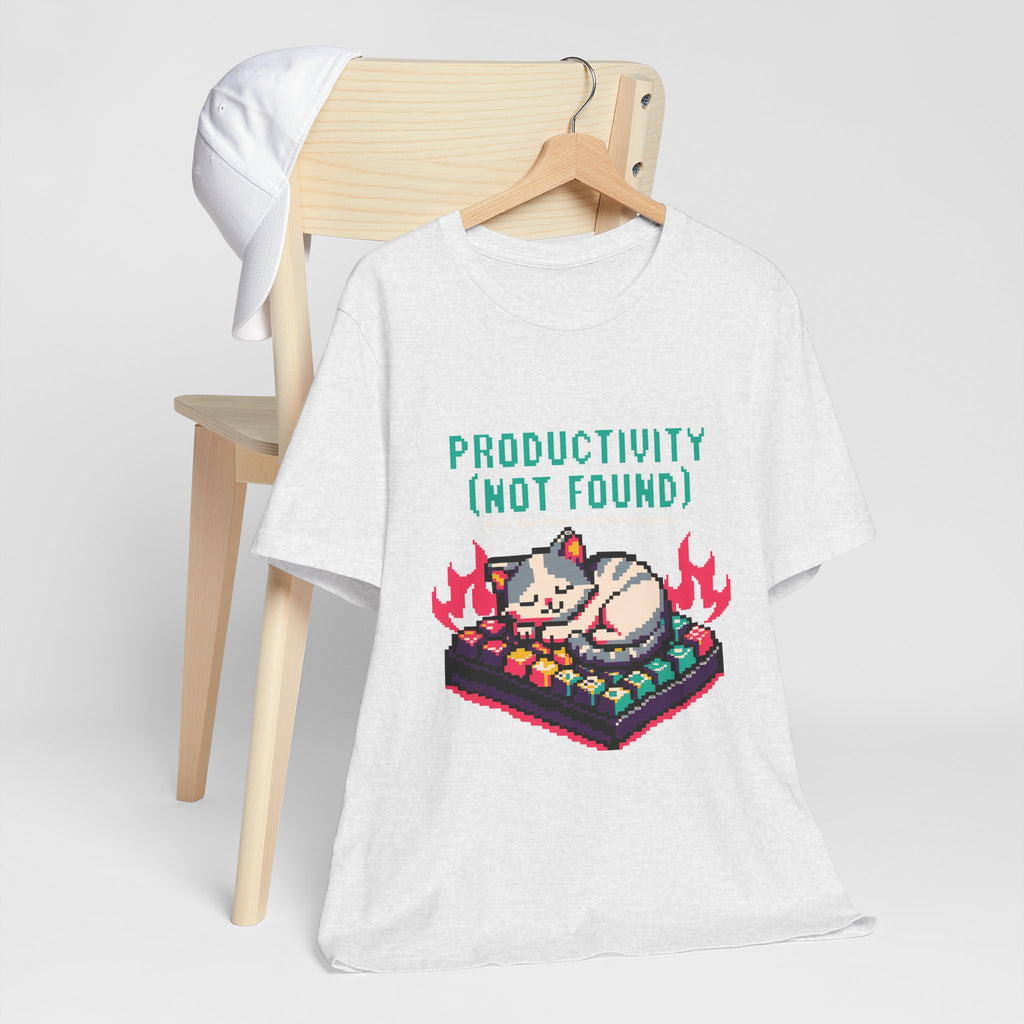 Productivity (Not Found) Cat Tee - Funny Retro Pixel Art T-Shirt