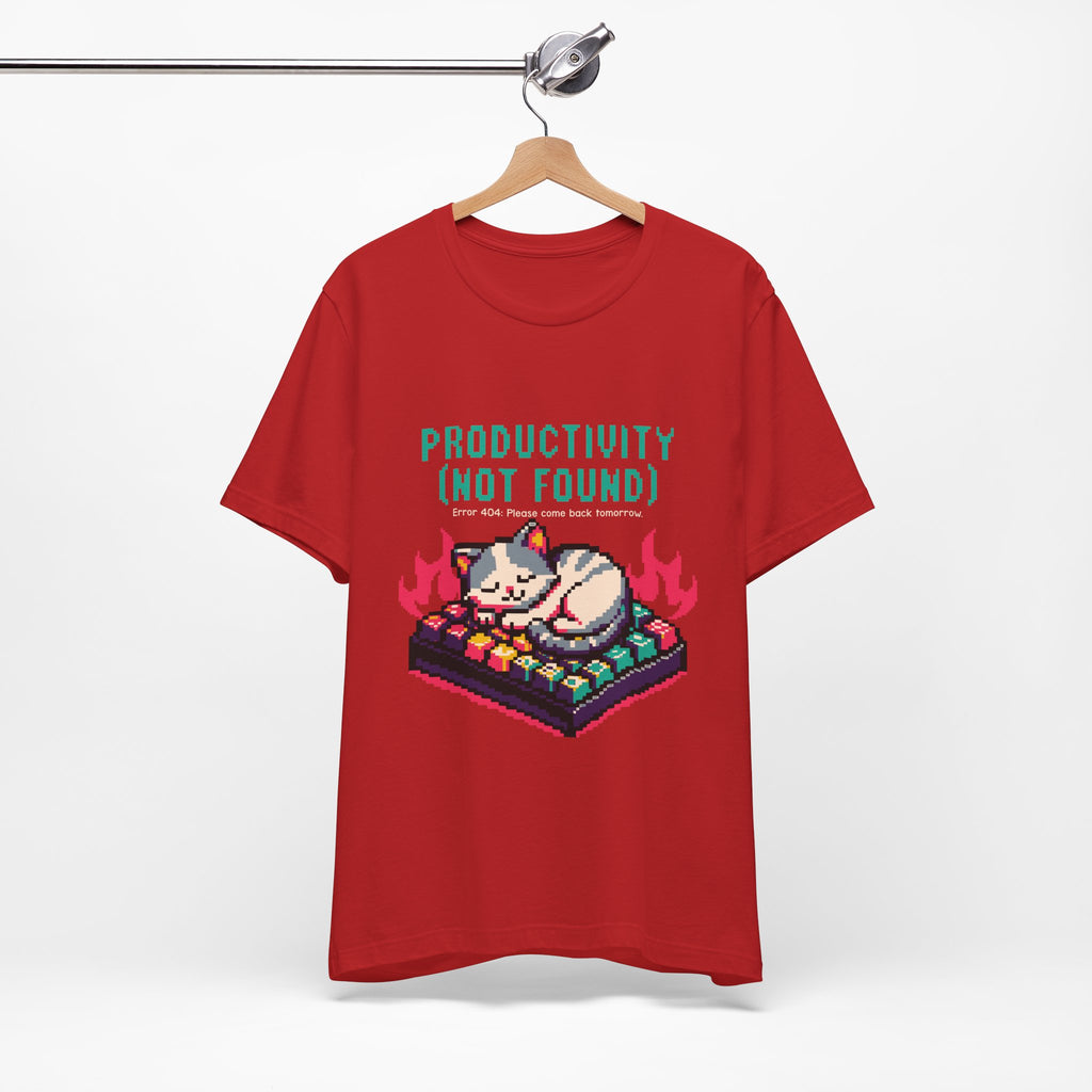 Productivity (Not Found) Cat Tee - Funny Retro Pixel Art T-Shirt