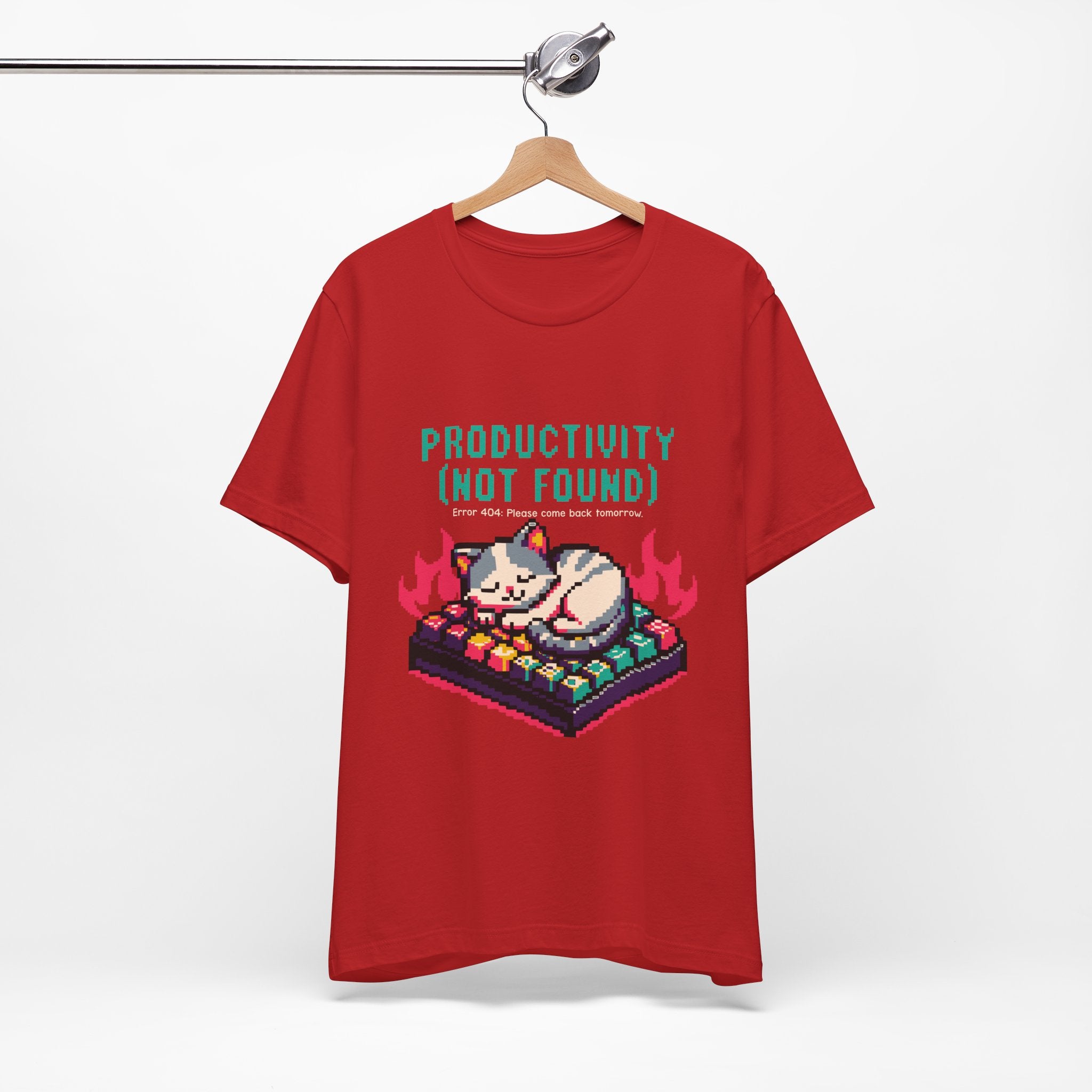 Productivity (Not Found) Cat Tee - Funny Retro Pixel Art T-Shirt