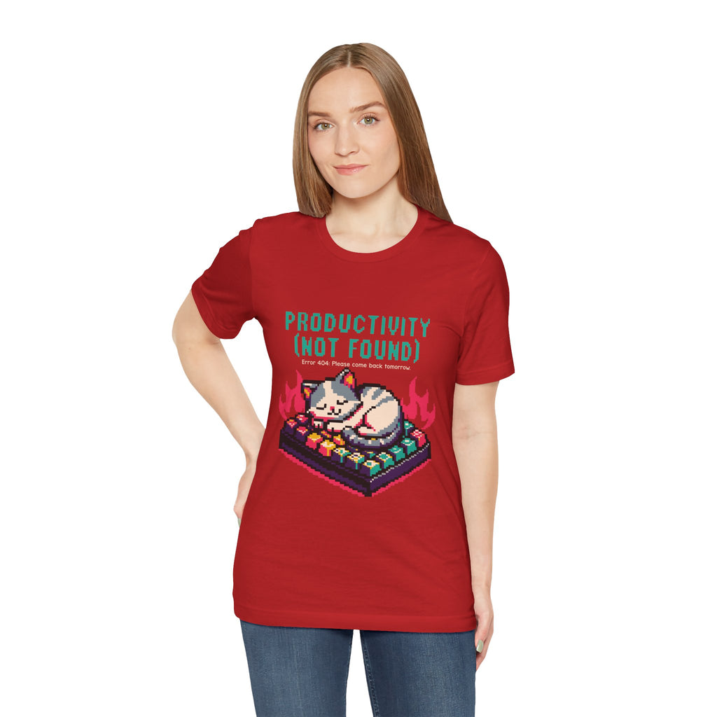 Productivity (Not Found) Cat Tee - Funny Retro Pixel Art T-Shirt