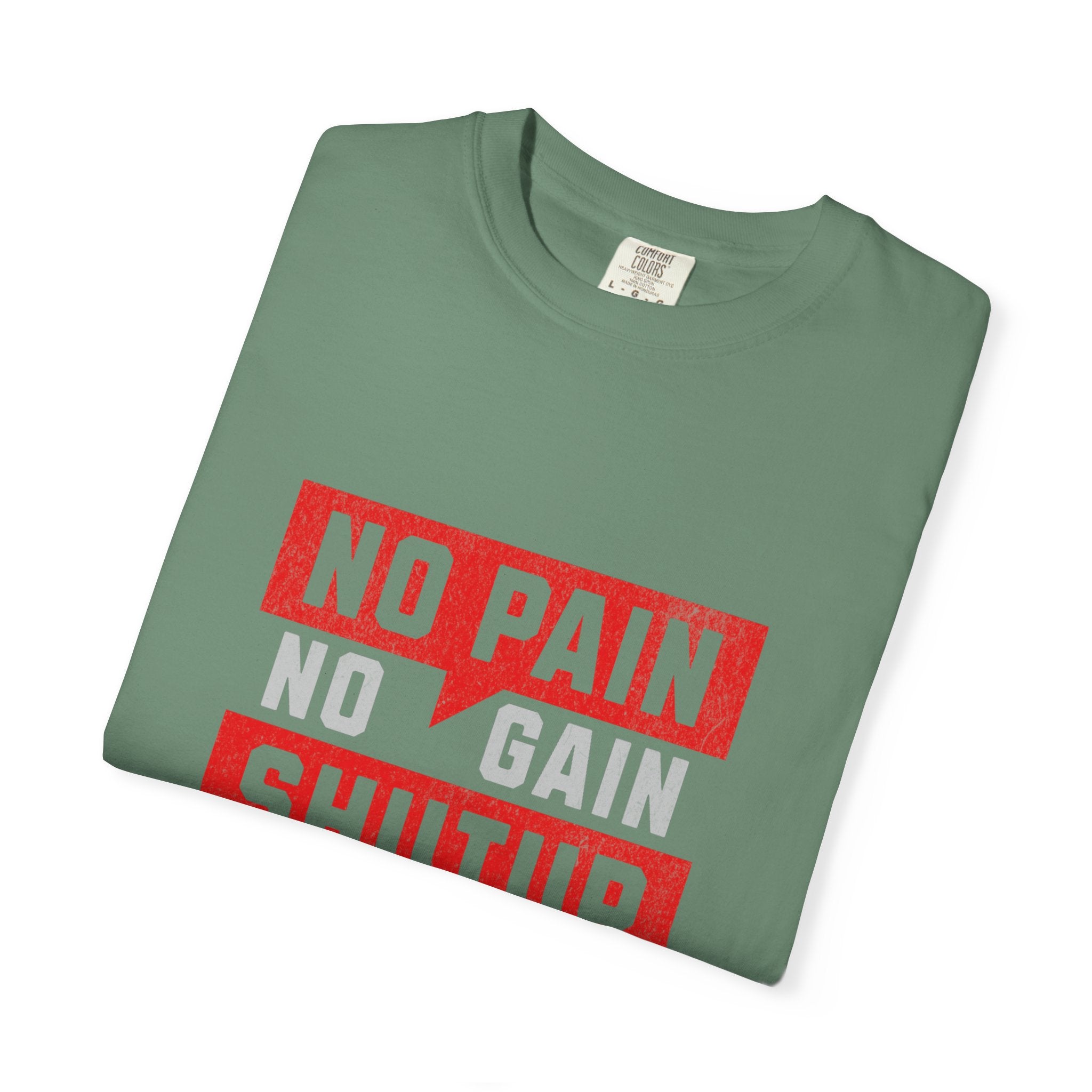 Workout T-Shirt — "No Pain No Gain Shut Up and Train" Motivational Gym Tee