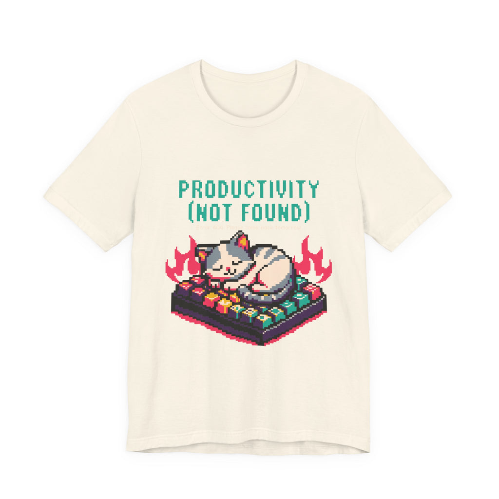 Productivity (Not Found) Cat Tee - Funny Retro Pixel Art T-Shirt