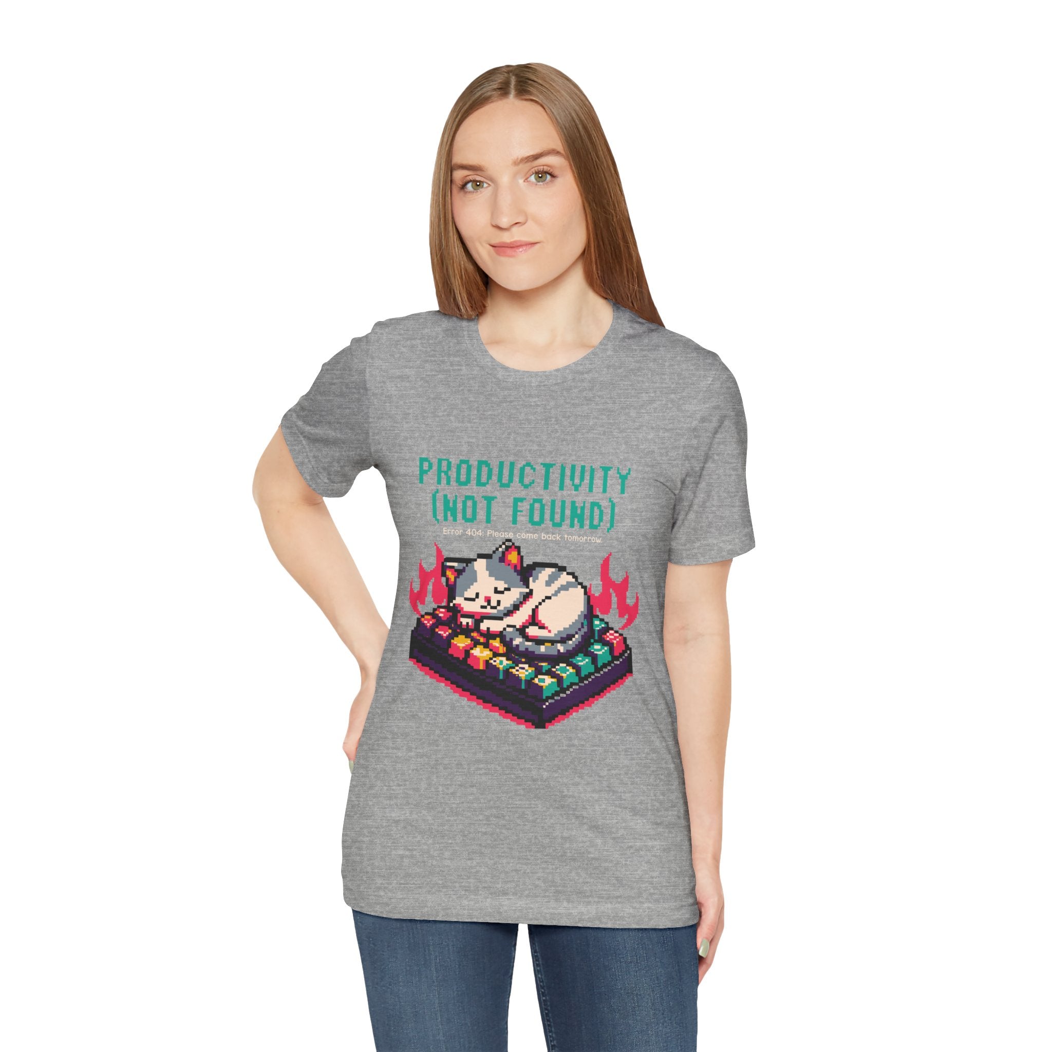 Productivity (Not Found) Cat Tee - Funny Retro Pixel Art T-Shirt