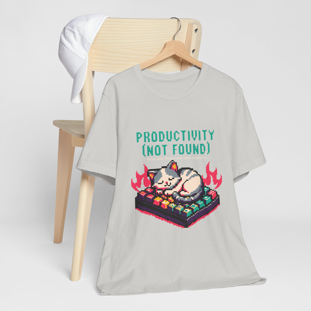 Productivity (Not Found) Cat Tee - Funny Retro Pixel Art T-Shirt