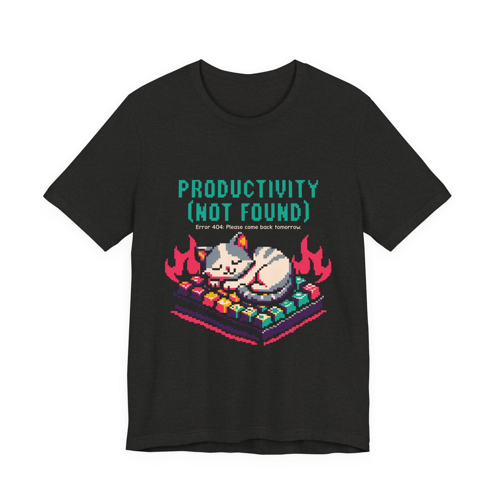 Productivity (Not Found) Cat Tee - Funny Retro Pixel Art T-Shirt