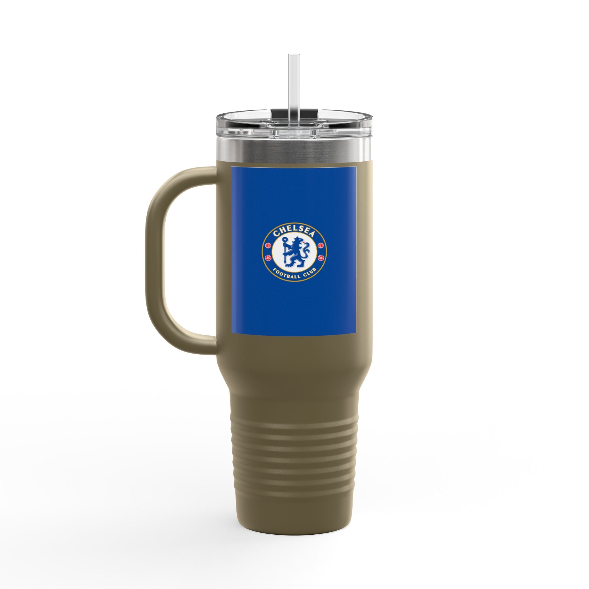 Chelsea FC 40oz Insulated Travel Mug — Stainless Steel Tumbler with Handle & Straw