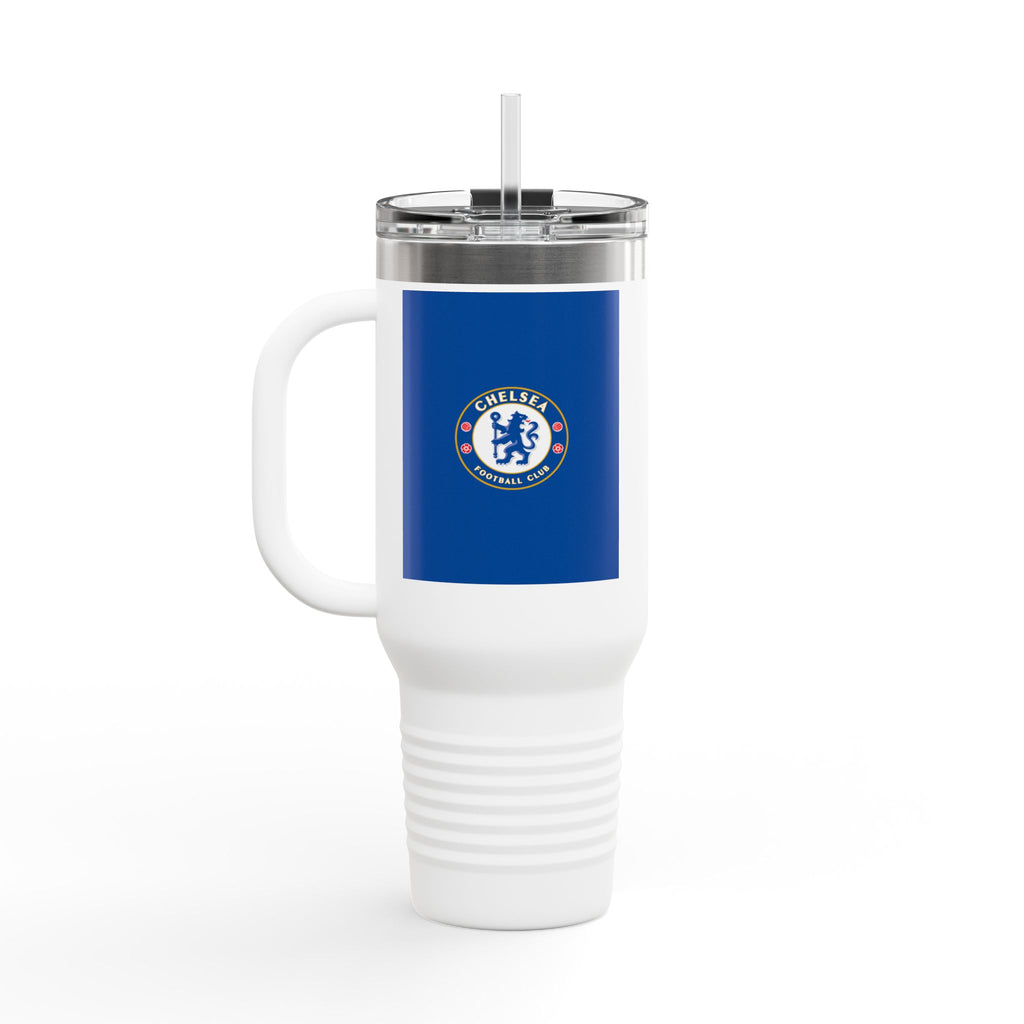 Chelsea FC 40oz Insulated Travel Mug — Stainless Steel Tumbler with Handle & Straw
